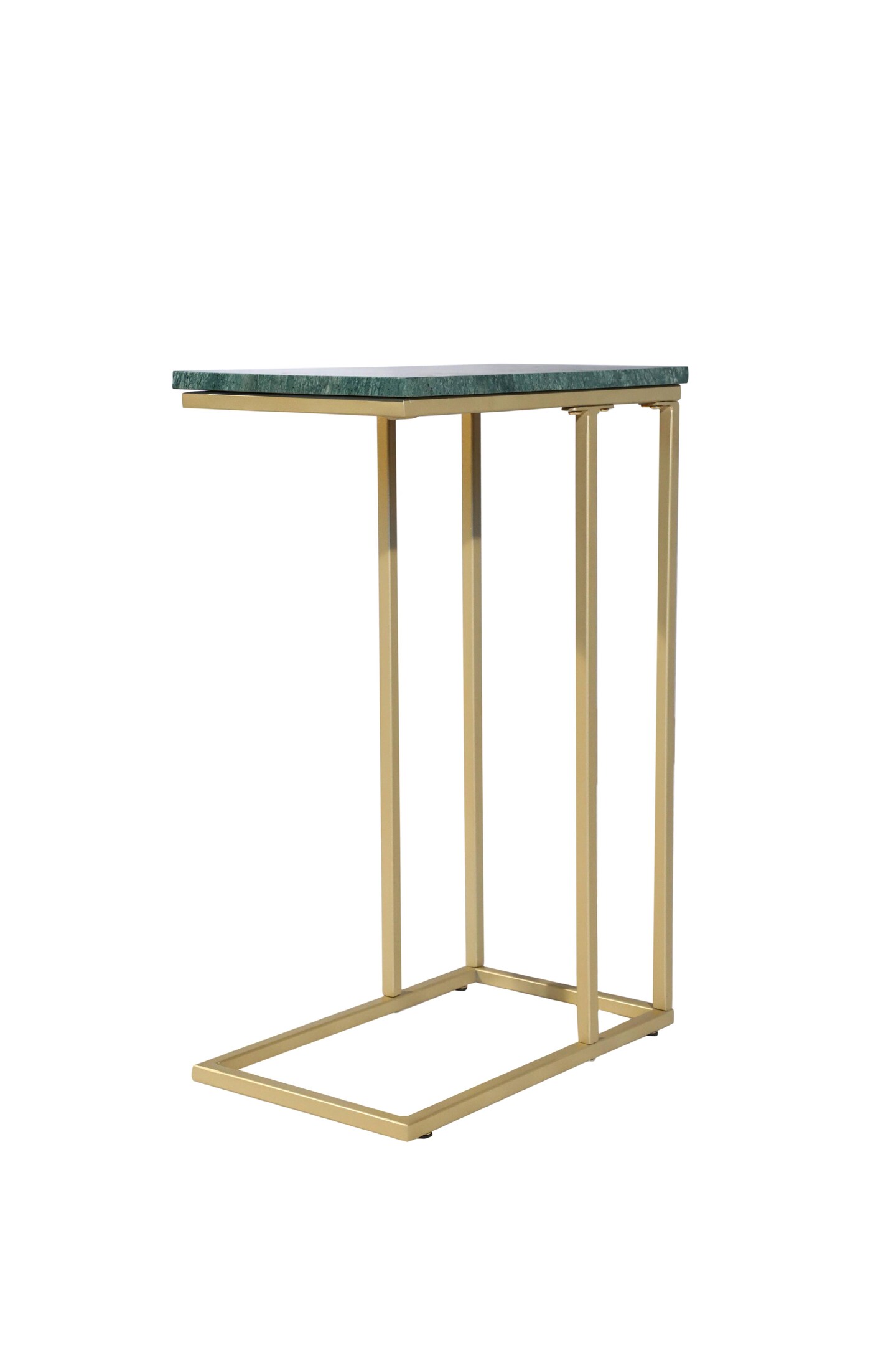 Green Marble &#x22;C&#x22; Table With Golden Metal Frame-24&#x22; Height