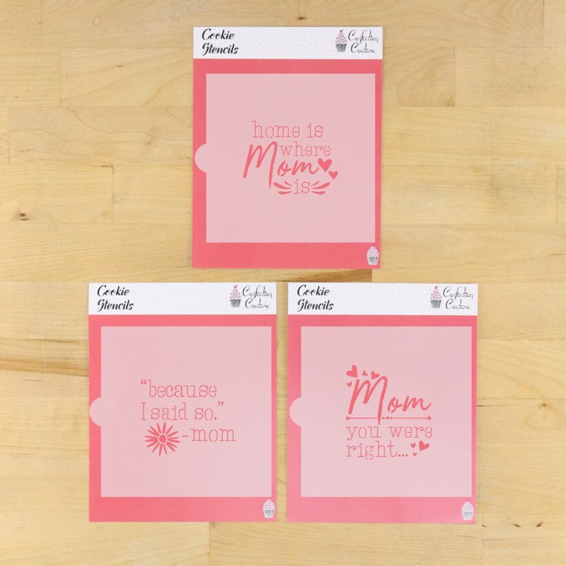 Mom Sayings 3 Piece Cookie Stencil Bundle | Confection Couture |
