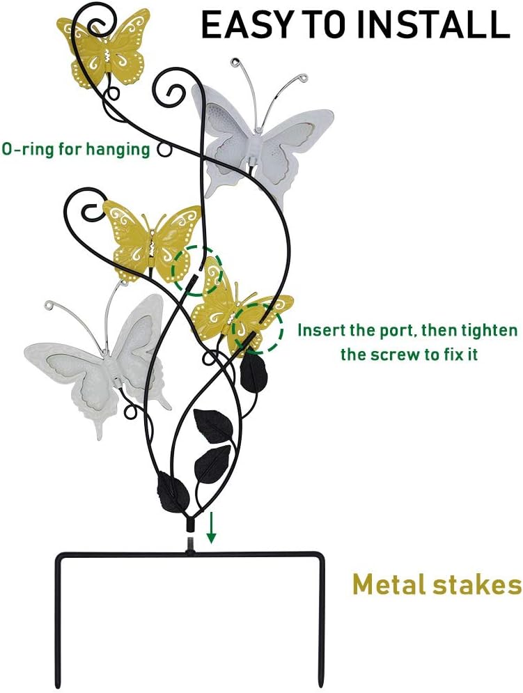 28 Inch Butterfly Garden Stake Decor Metal Wall Art Decoration, Mothers Day Ideal Gifts for Mom, Yard Outdoor Ornaments