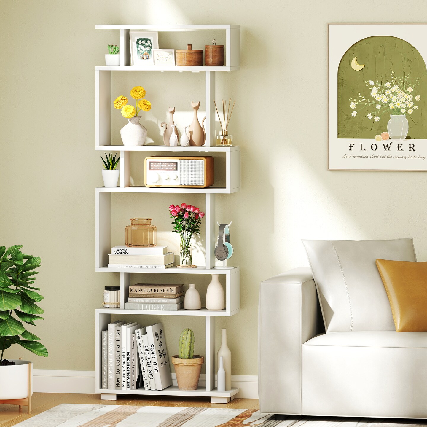 6-Tier Bookcase with Anti-Tipping Kit