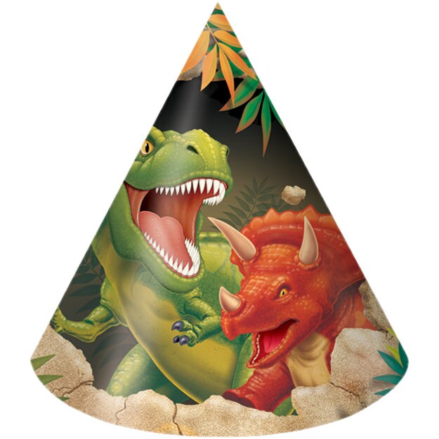 Dinosaur Party Hats (8/Pkg)