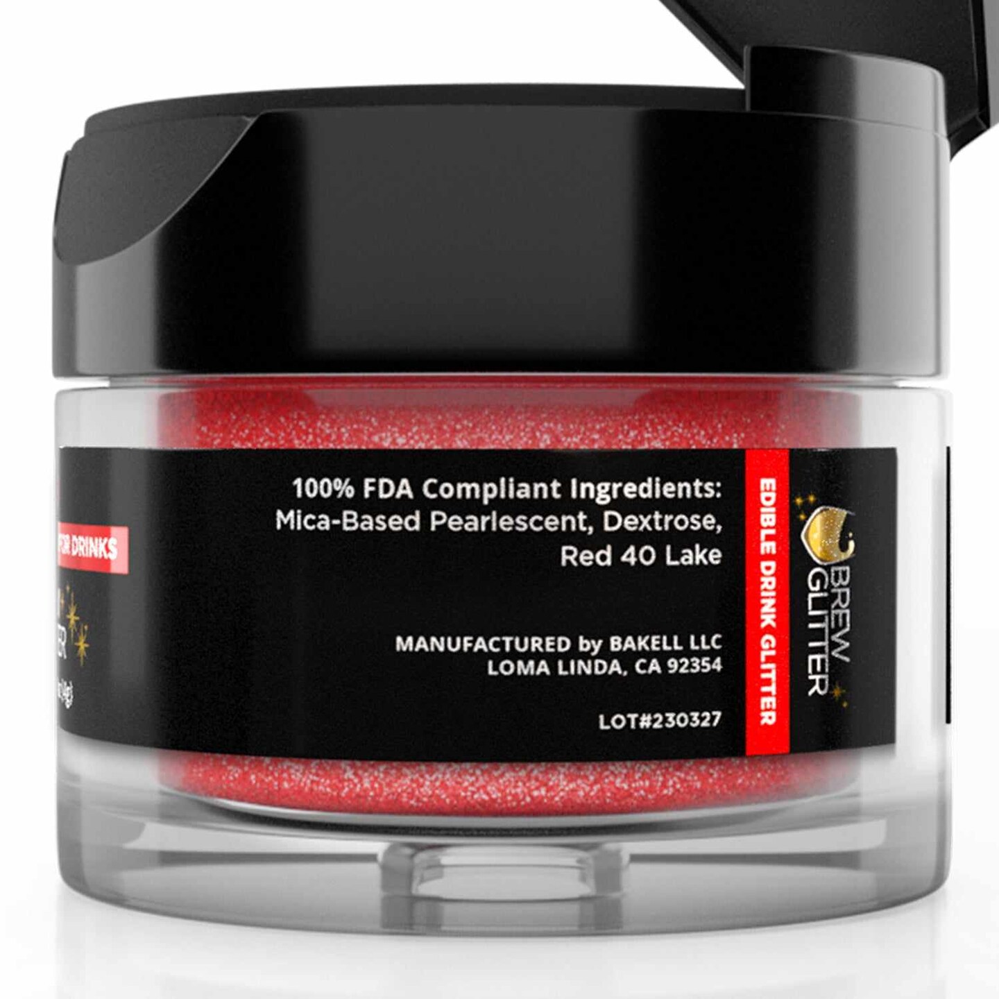 Brew Glitter - Red Edible Drink Glitter (4g, x1 Flip-Cap Jar) for Beer, Cocktails and Beverages