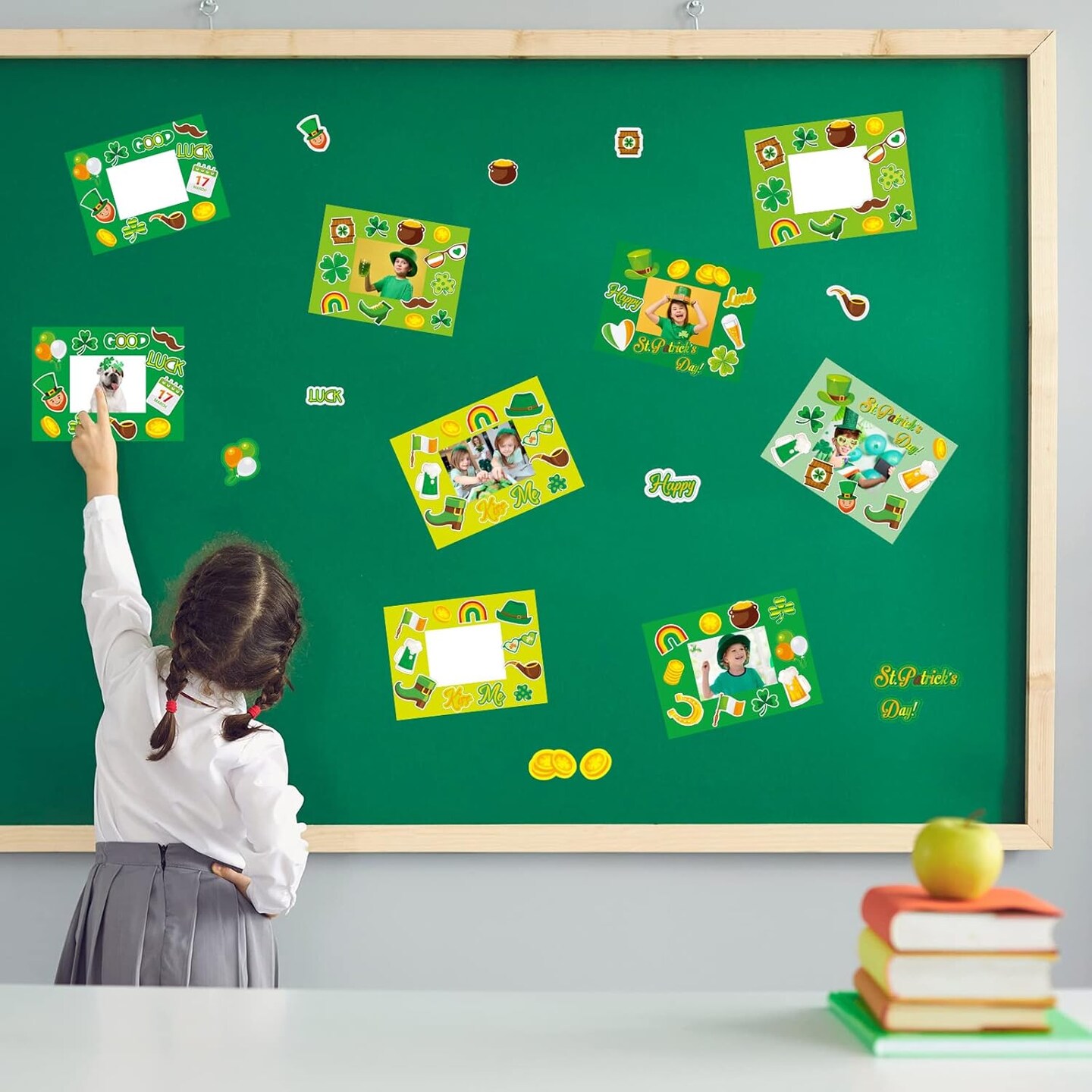 30 Packs St. Patricks Day Picture Frame Craft Kits for Kids St. Patricks DIY Craft Art St. Patrick Day Party Decoration