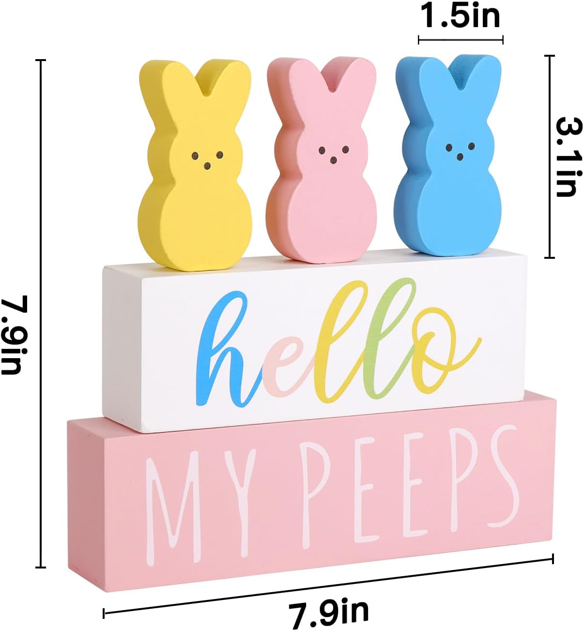 Easter Decorations for the Home: 5pcs Easter Bunny Wooden Table Centerpiece Signs