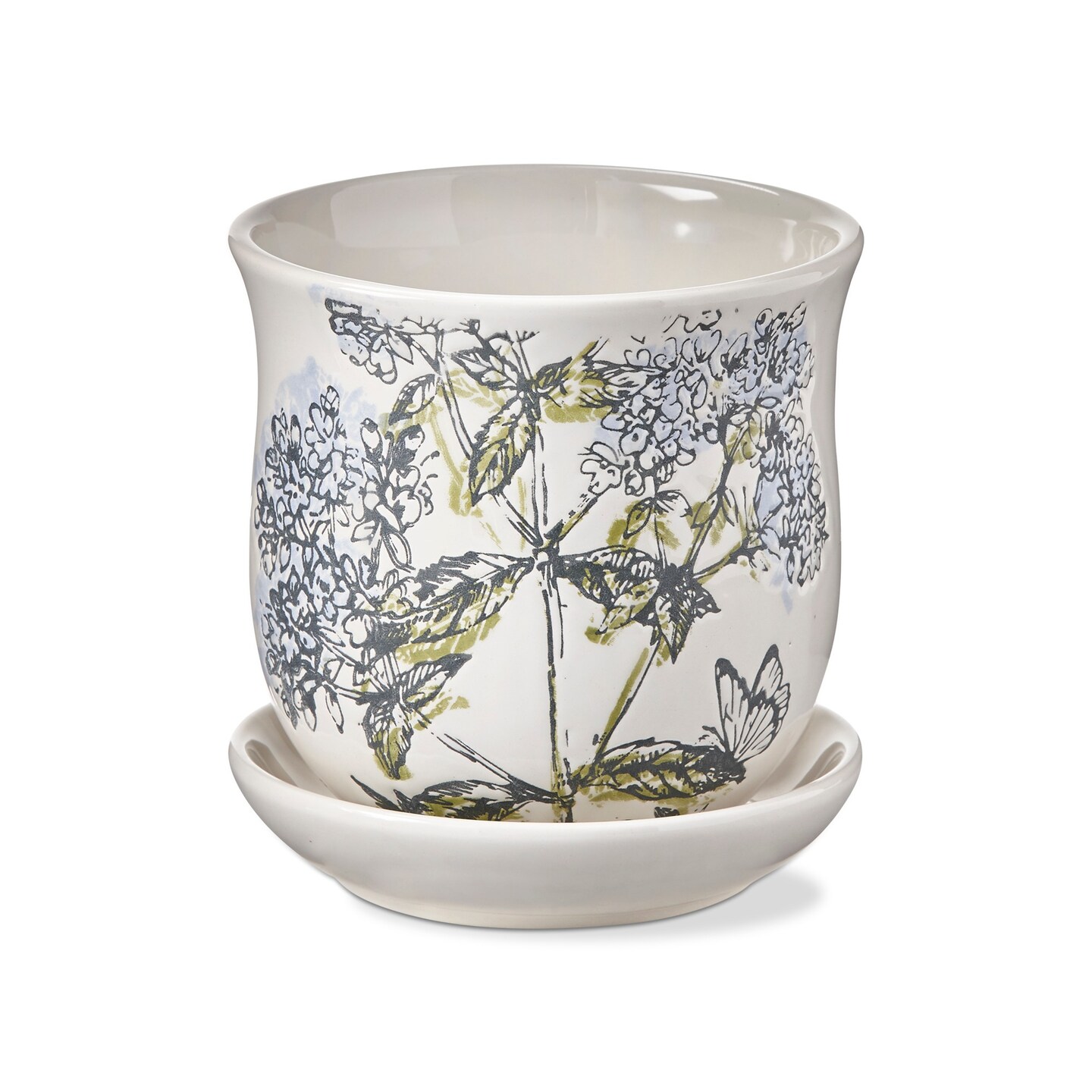 Oregano Herb Garden Small White Planter With Saucer Set, 4.75L x 4.75W x 1.09H inches,  fits up to a 4&#x22; drop in plant.