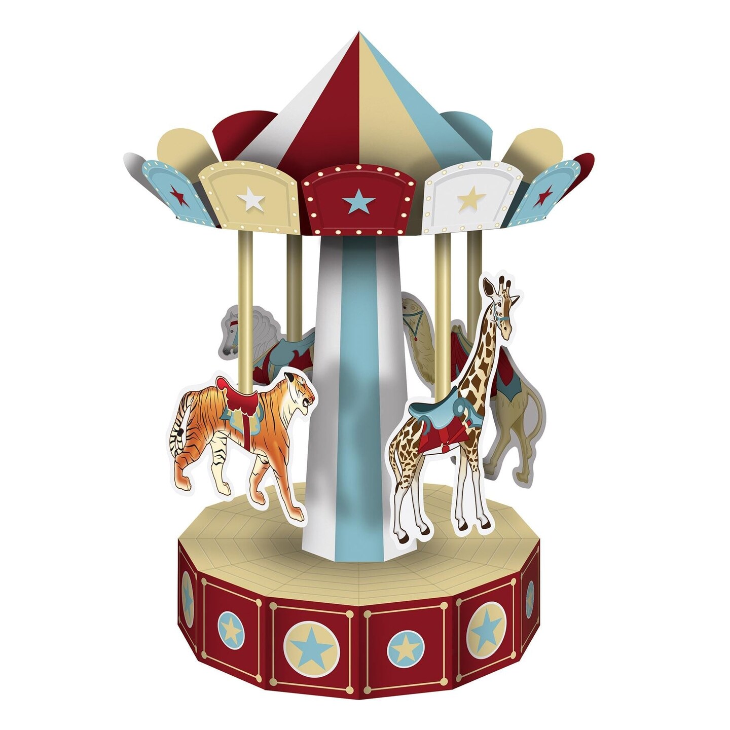 12 Pack Beistle 3-D Vintage Circus Carousel Party Centerpiece