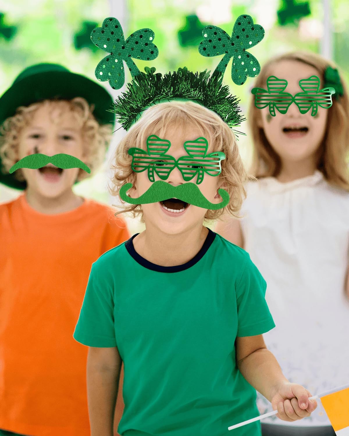 St. Patrick&#x27;s Day Party Favor Set, St. Patrick&#x27;s Day Novelty Jewelry Assortment with Headband Necklace Bracelet Glasses Tattoo Stickers Accessories Kiss Me I&#x27;m Irish Sash for Irish Party D&#xE9;cor