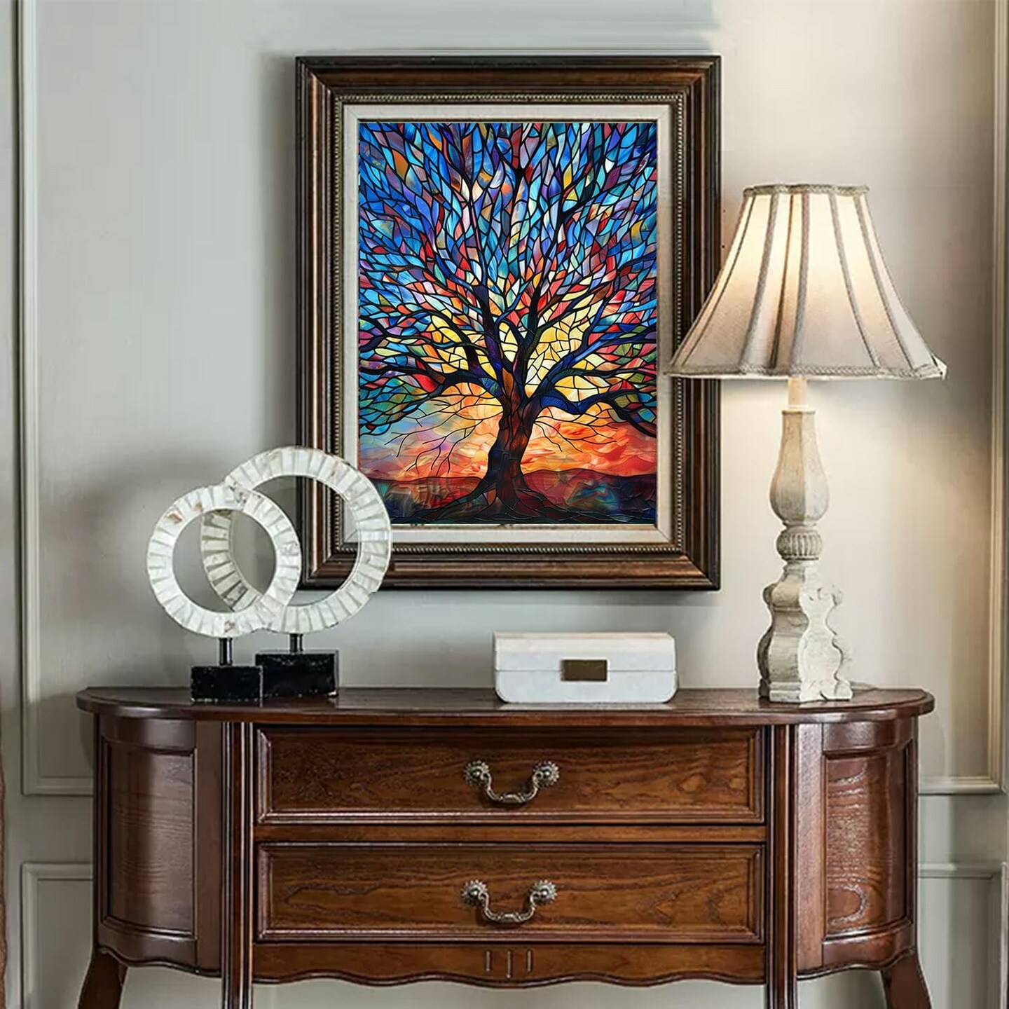 Landscape Series Diamond Painting Kits for Adults- Fantastic Colorful Tree with Glass Art