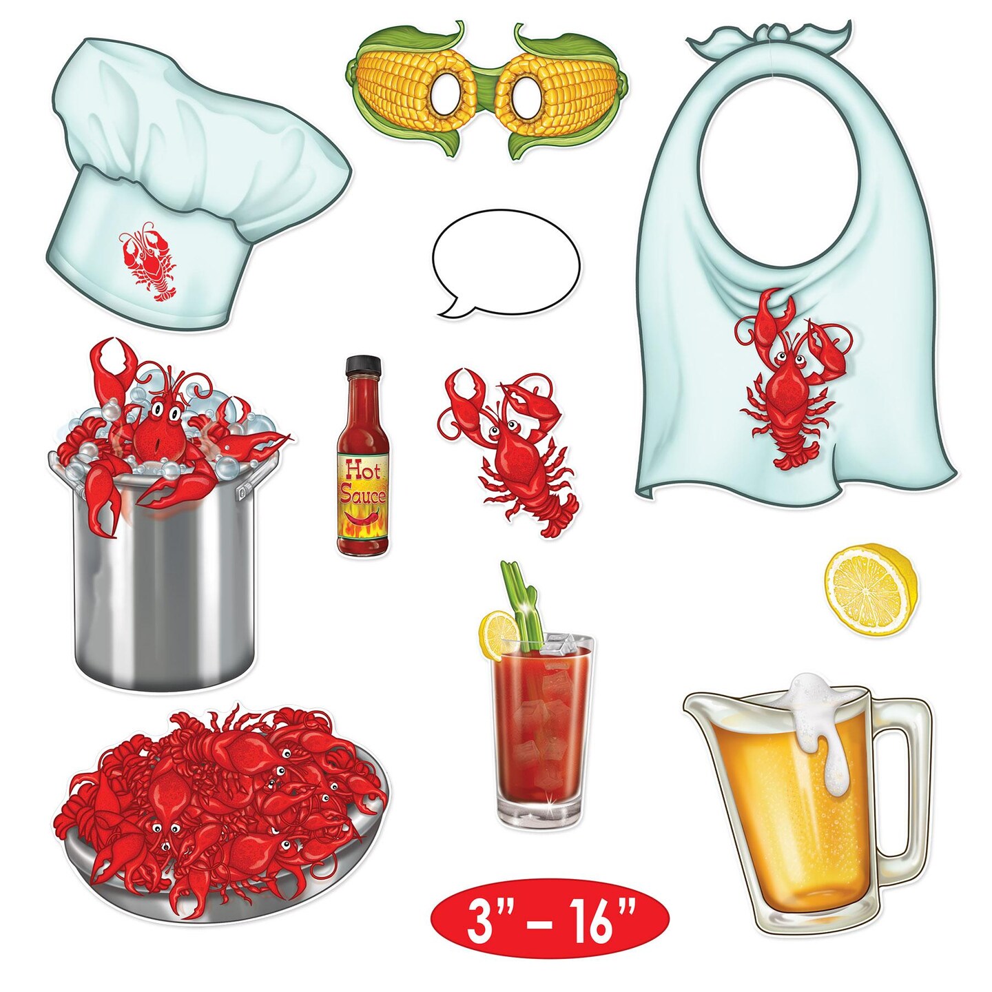 132 Piece Beistle Mardi Gras Crawfish Photo Fun Signs