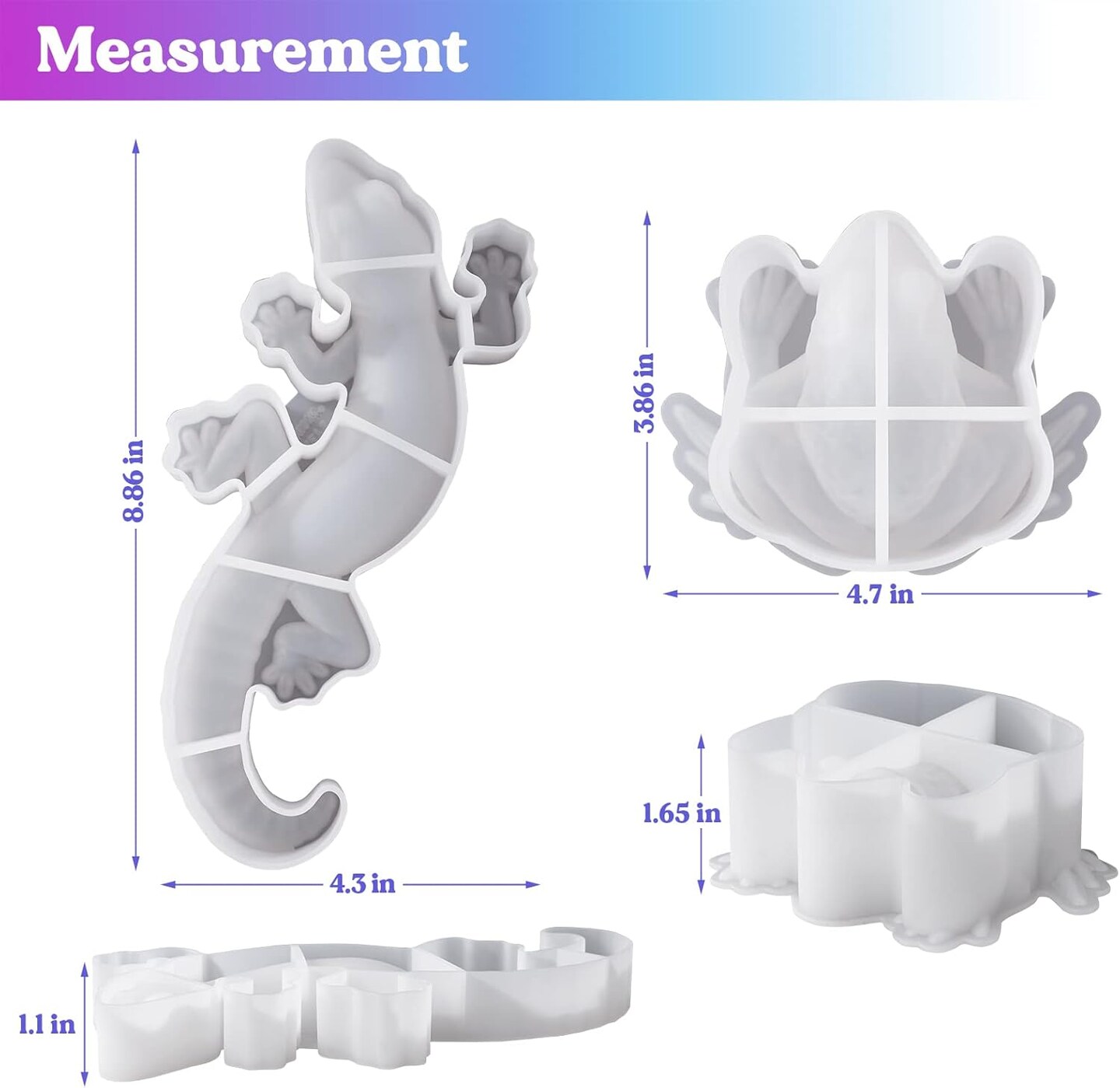 LET'S RESIN Resin Molds Silicone, 2 Pcs Animal Epoxy Resin molds with Realistic Frog and Lizard Shapes, 3D Lifelike Silicone Molds for Epoxy Resin, Wall Desktop, Cabinets Decor