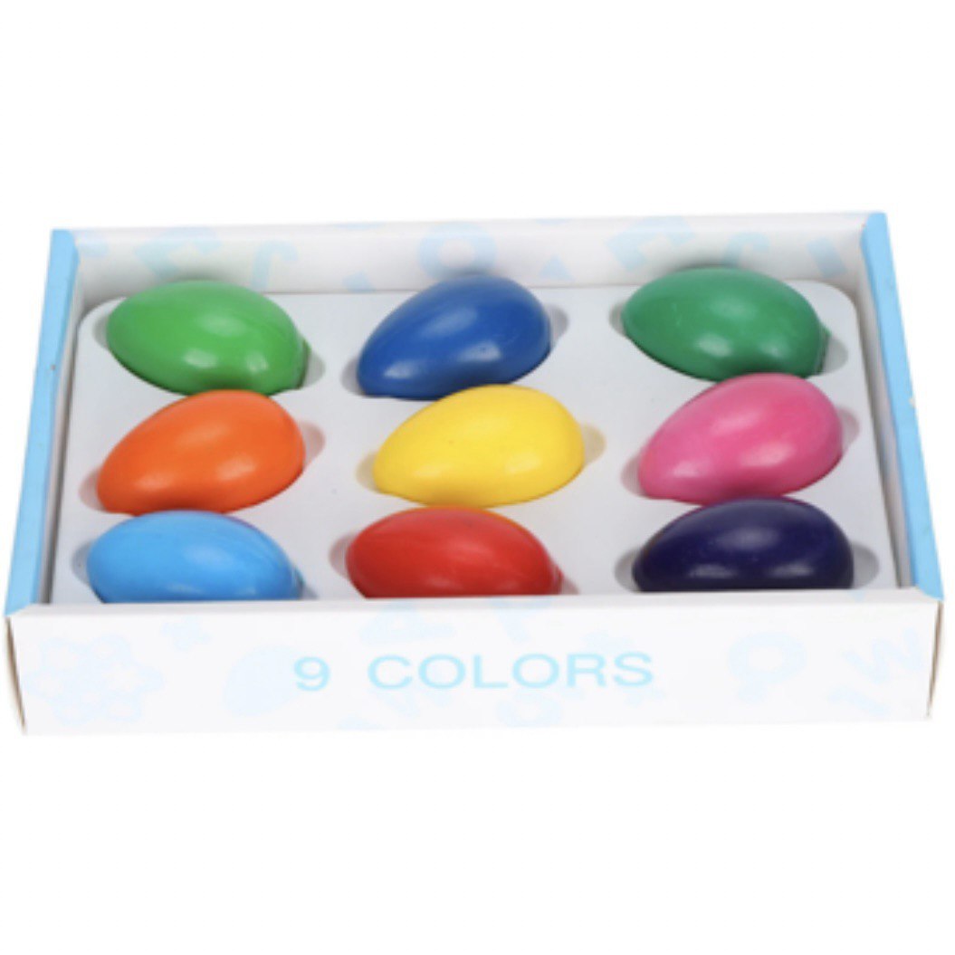 Egg Crayons 9 colors Wax Crayons Easter Basket Stuffers Toys for Kids Toddlers Gift for Boys and Girls Easter Gift for Baby