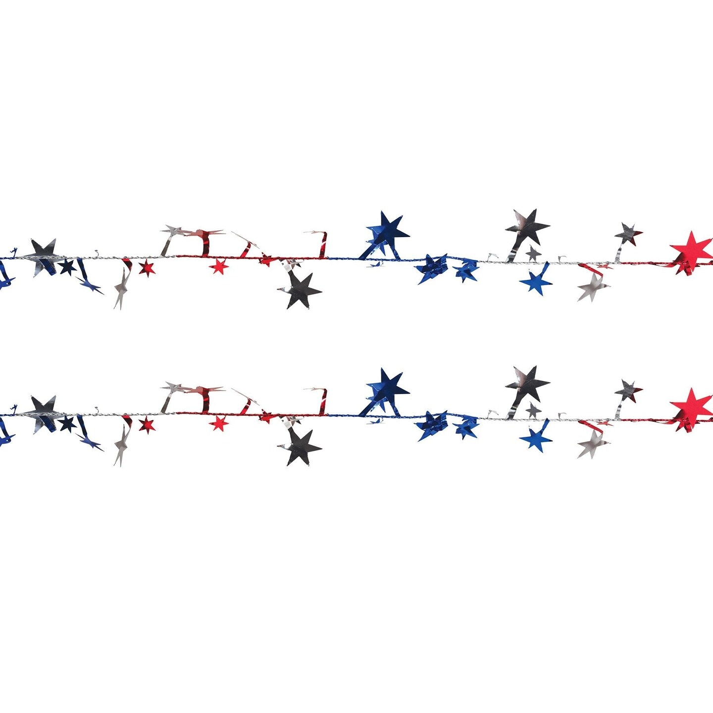 12 Pack Beistle Gleam &#x27;N Flex Star Party Garland - red - silver - blue - wire garland