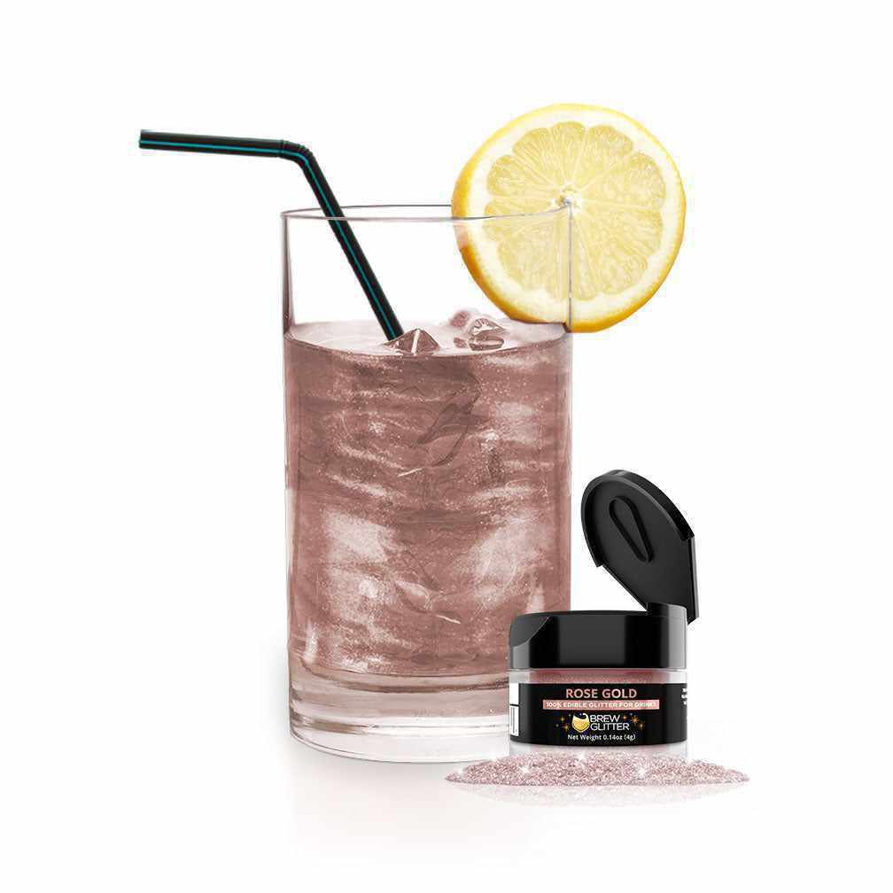 Brew Glitter - Rose Gold Edible Drink Glitter (4g, x1 Flip-Cap Jar) for Beer, Cocktails and Beverages
