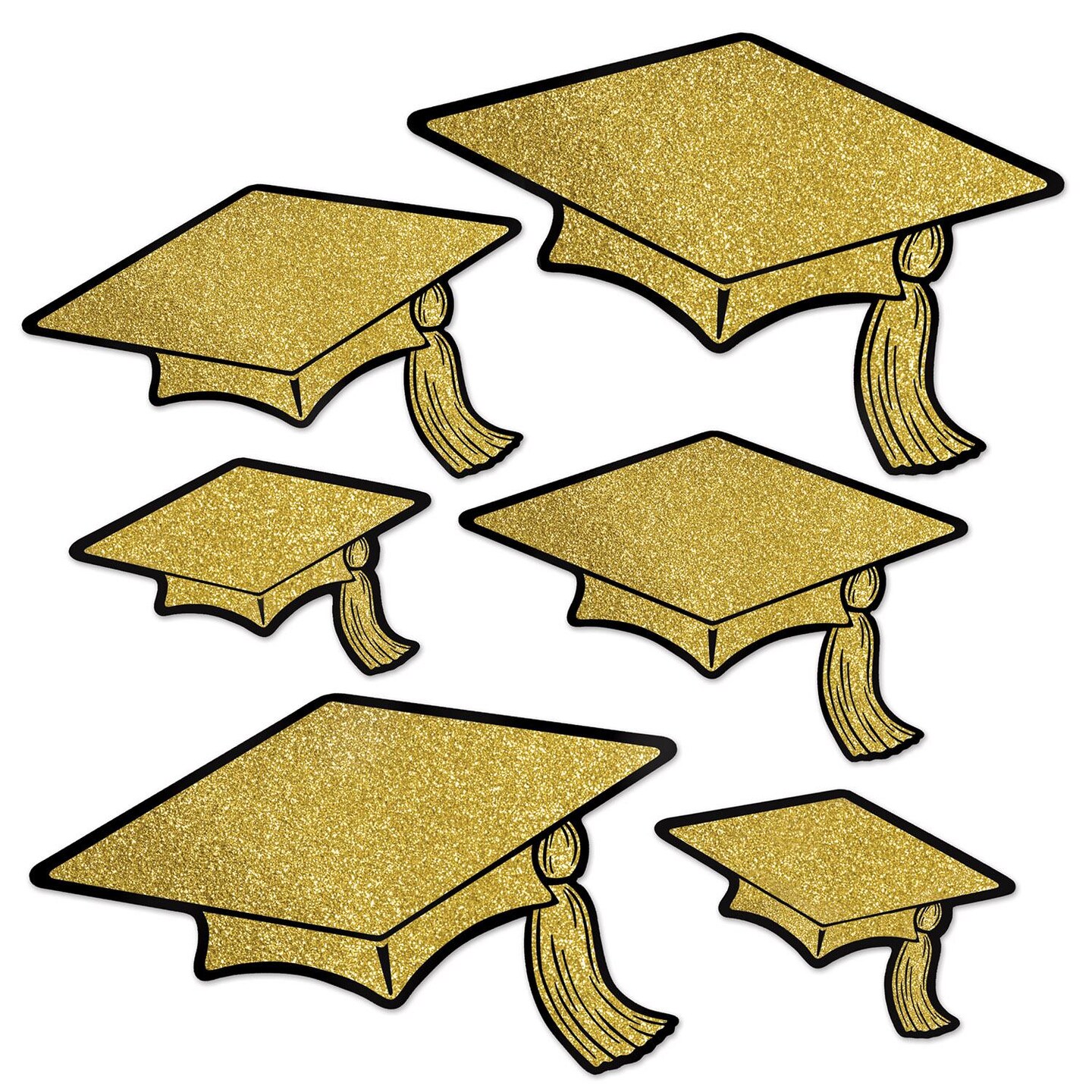 72 Pack Beistle Glittered Foil Grad Cap Graduation Party Cutouts