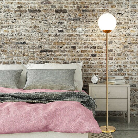 Modern Floor Lamp 67 Inch LED Bulb Frosted Glass Antique Brass White