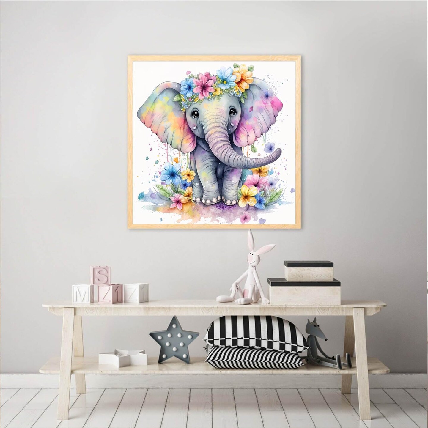 Baby Elephant Diamond Art Kits for Adults, Round Full Drill Diamond Painting Kits for Beginners Gem Art