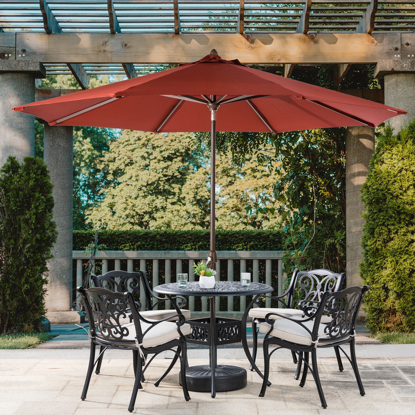 10ft Diameter Aluminium Self Tilt Market Patio Umbrella, Olefin Fabric