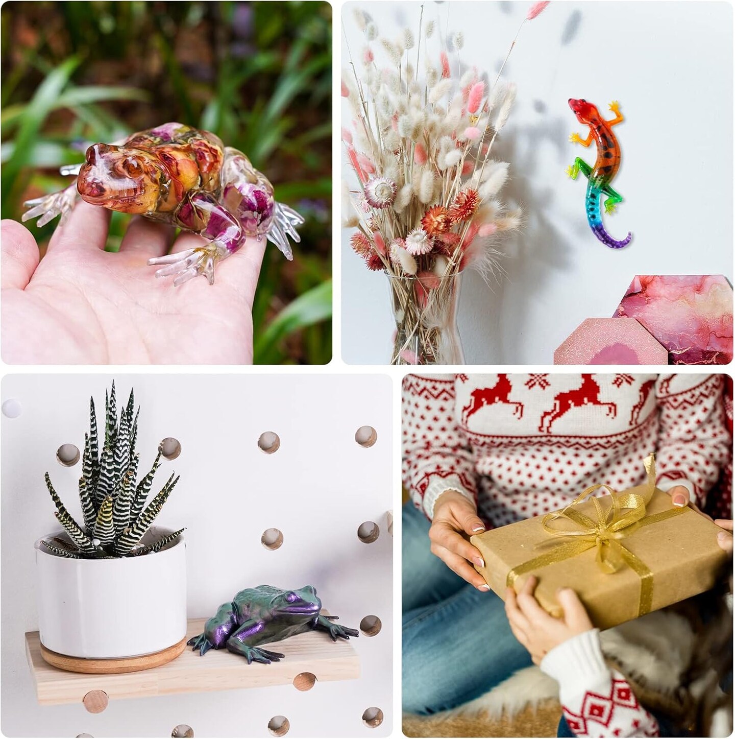 LET'S RESIN Resin Molds Silicone, 2 Pcs Animal Epoxy Resin molds with Realistic Frog and Lizard Shapes, 3D Lifelike Silicone Molds for Epoxy Resin, Wall Desktop, Cabinets Decor