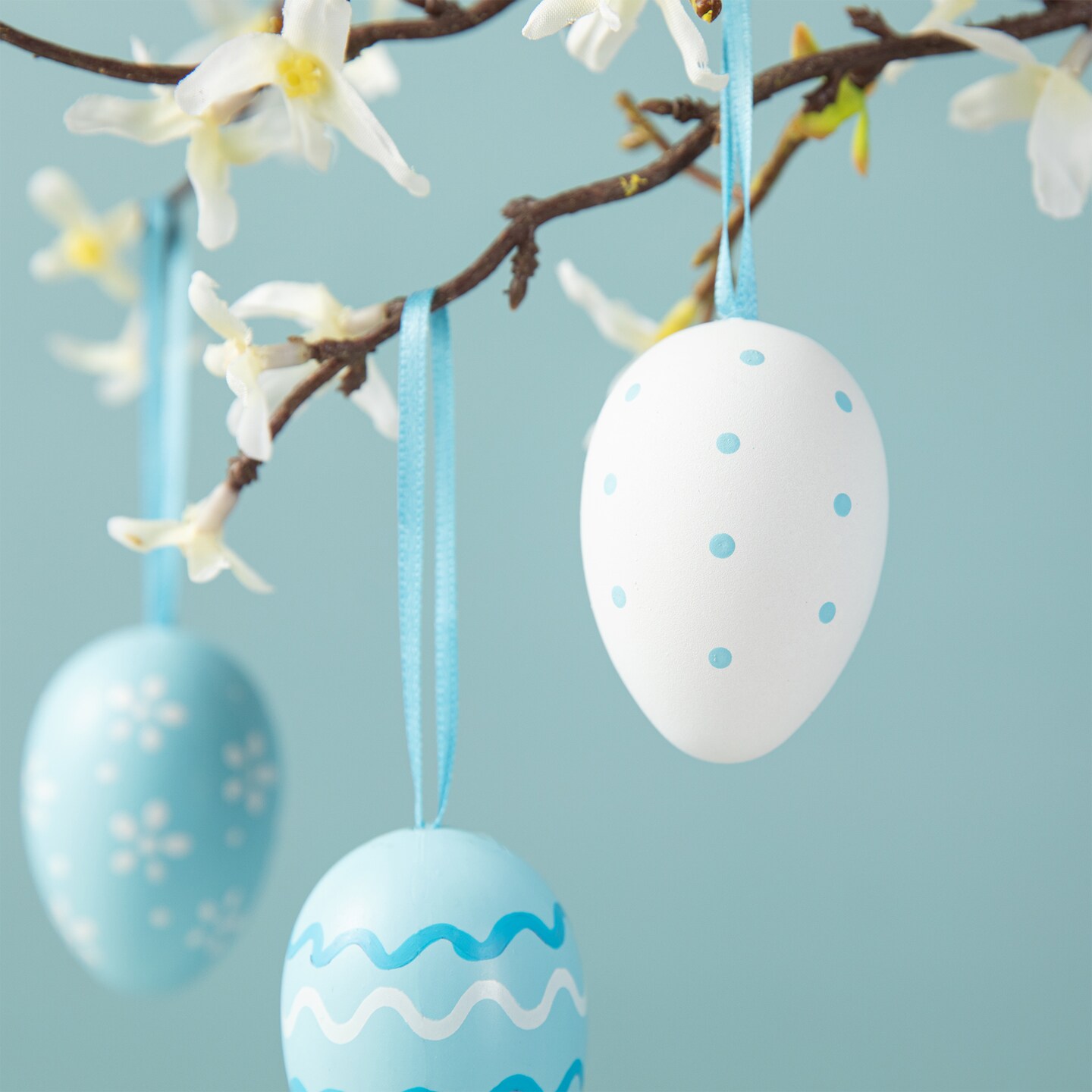 48 PCS 2.25"H Blue and Pink Easter Plastic Eggs, 24 of Each in Gauze Bag