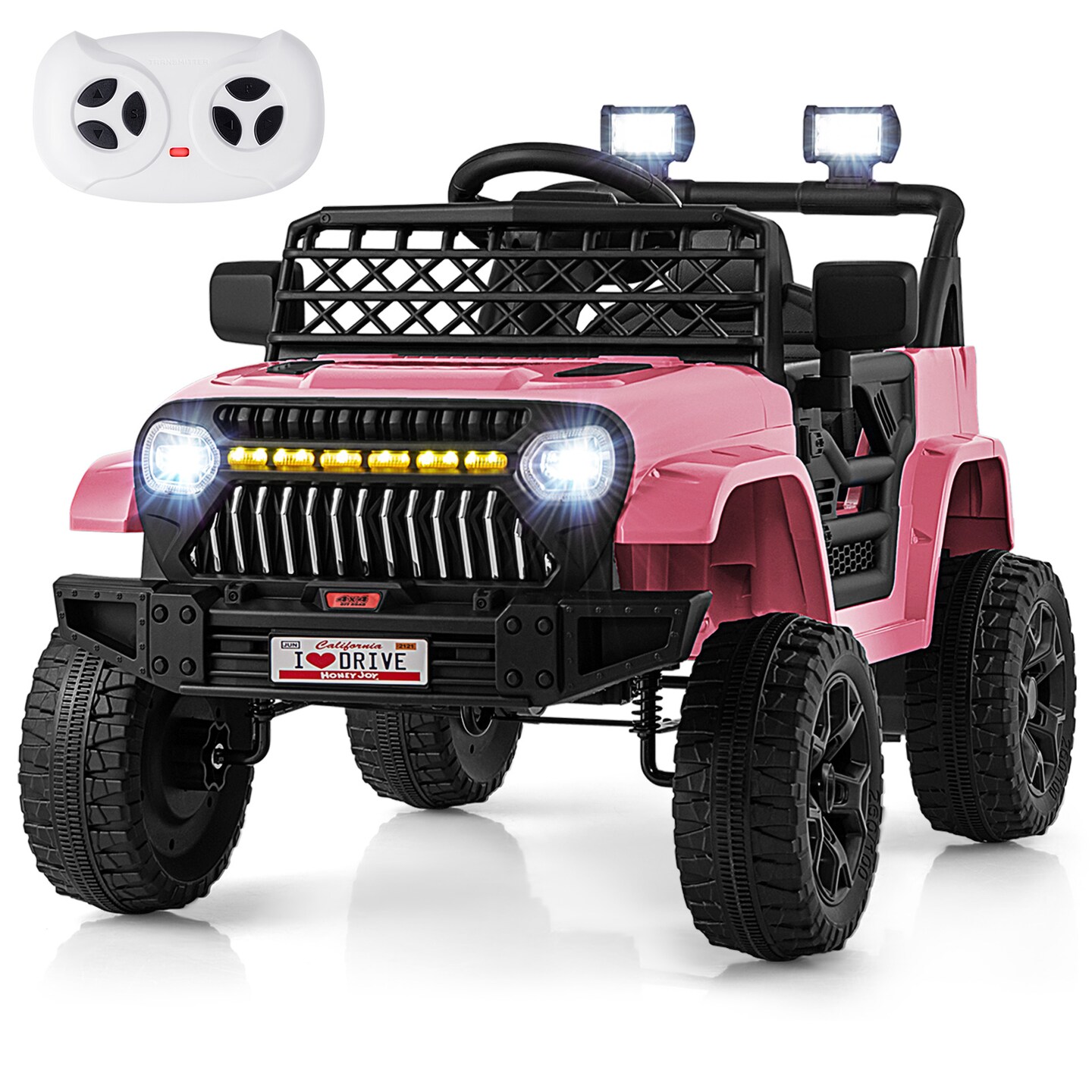 12V Ride-On Truck Car for Kids with Parental Remote, Music Player, and LED Lights
