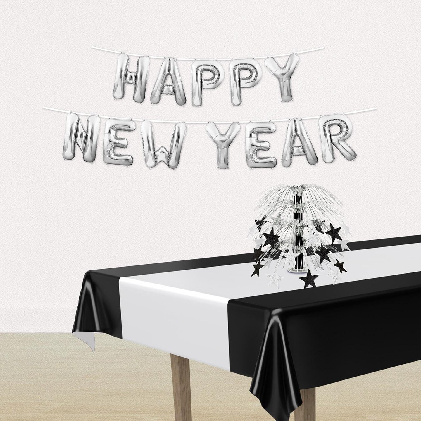 6 Pack Beistle Happy New Year Balloon Streamer - Silver
