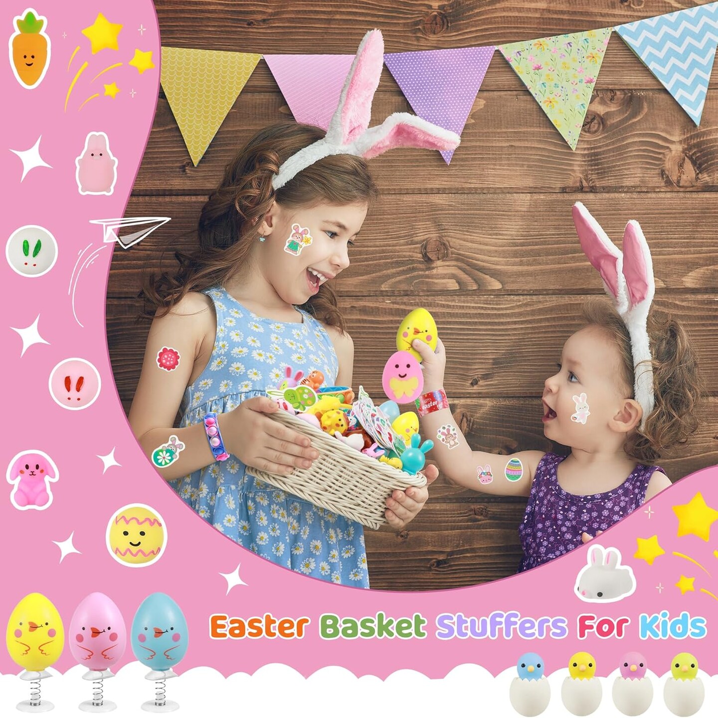 120Pcs Easter Basket Stuffers, Easter Egg Fillers, Easter Gifts For Kids Boys Girls, White Elephant Gift Ideas