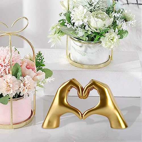 Gold Decor for Living Room Bedroom Bookshelf Coffe Table, Love Finger Aesthetic Statues Boho Wedding Accents Decorations, Knick Knacks Home Decor for Shelves