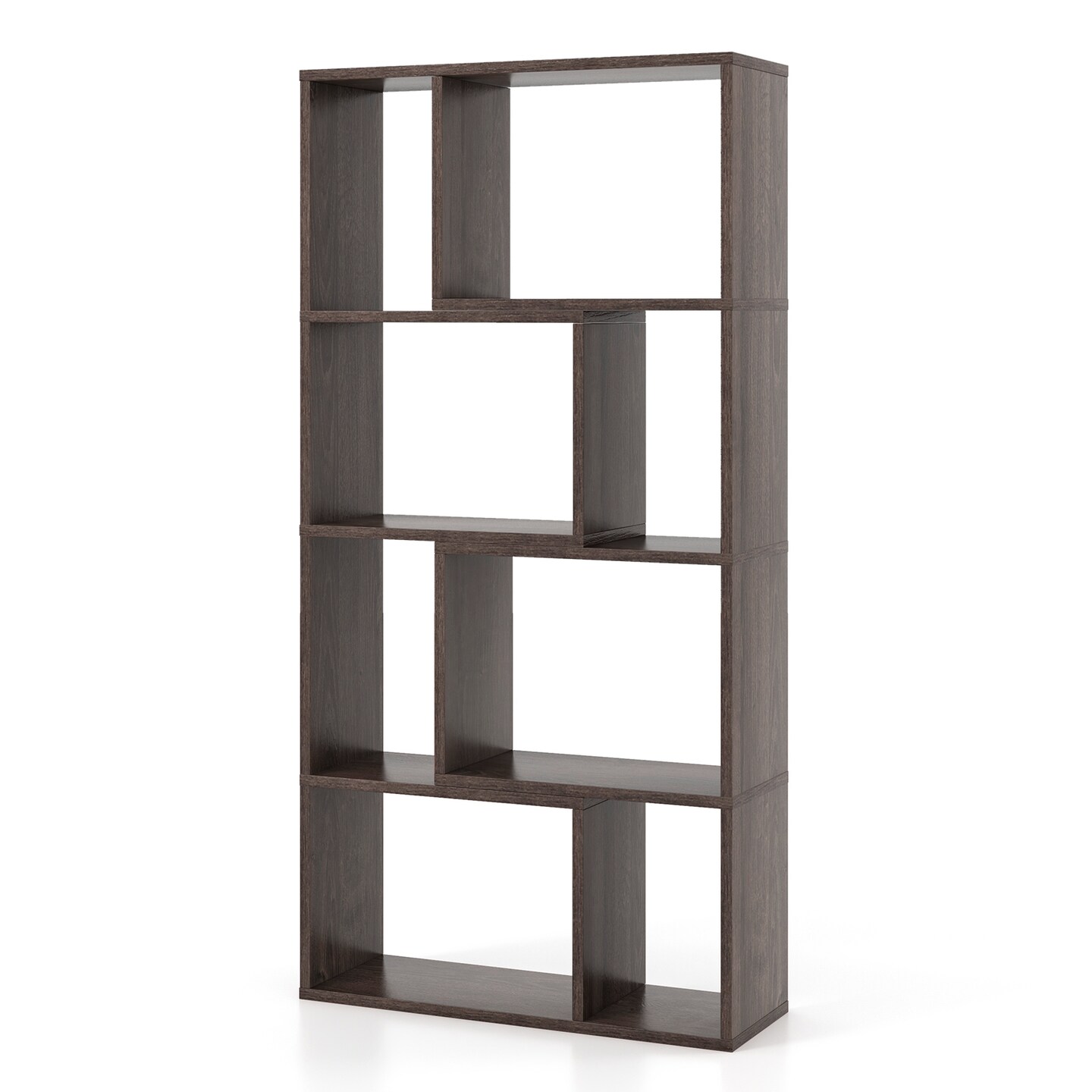 48 Inch 4-Tier Geometric Bookshelf with 8 Cubes for Living Room Bedroom