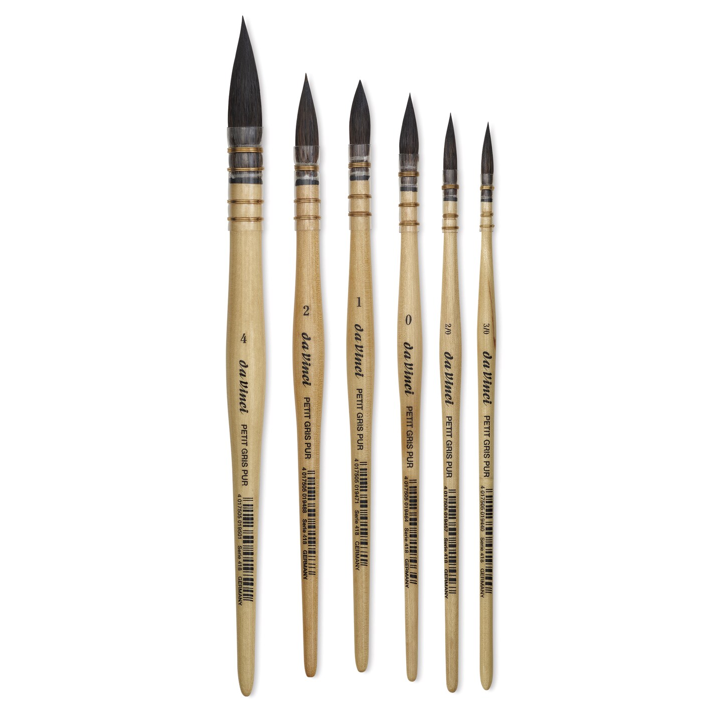 Da Vinci Petit Gris Pur Blue Squirrel Brush - 4015 Quill, Set of 6, Short Handle