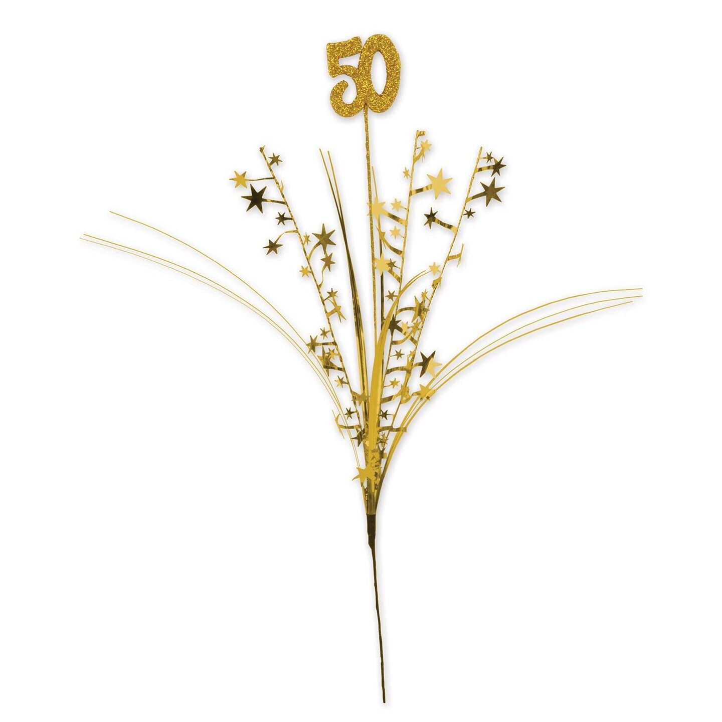 12 Piece Bulk Glittered 50th Anniversary Metallic Star Spray - gold