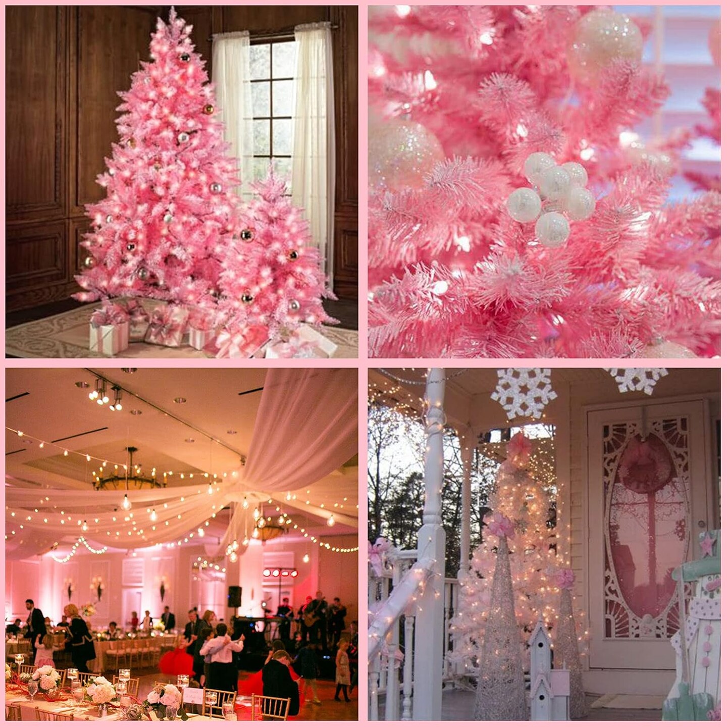 200 Pink LED Christmas Lights with Pink Wire, Pack of 2 Sets 33 ft 100 Count UL Certified Commercial Grade String Light (Pink)