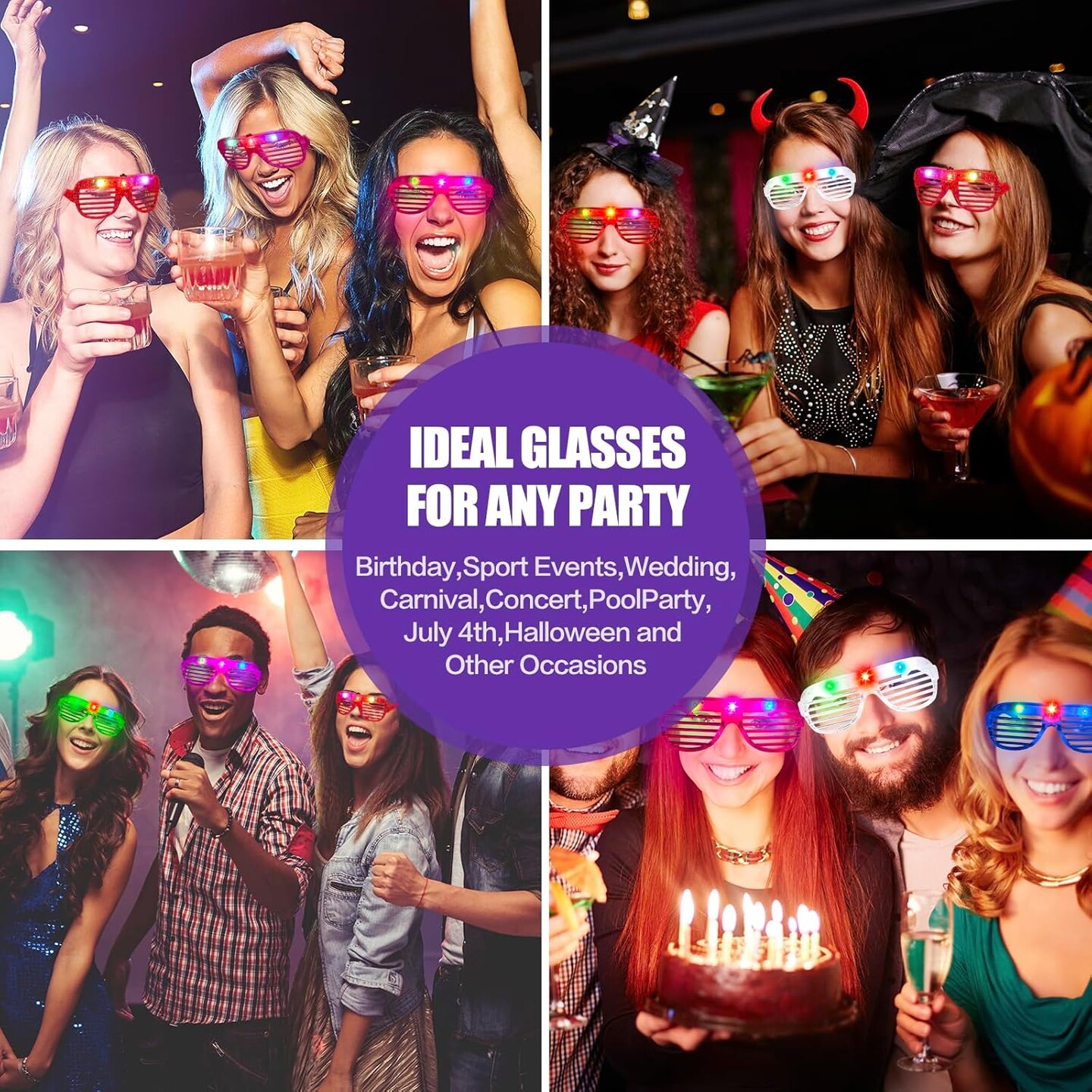 20 PCS LED Glasses, 6 Neon Color Led Glasses, Glow in The Dark Party, Neon Party Supplies for Kids Adults Birthday Wedding New Year Glow Toys Party Halloween