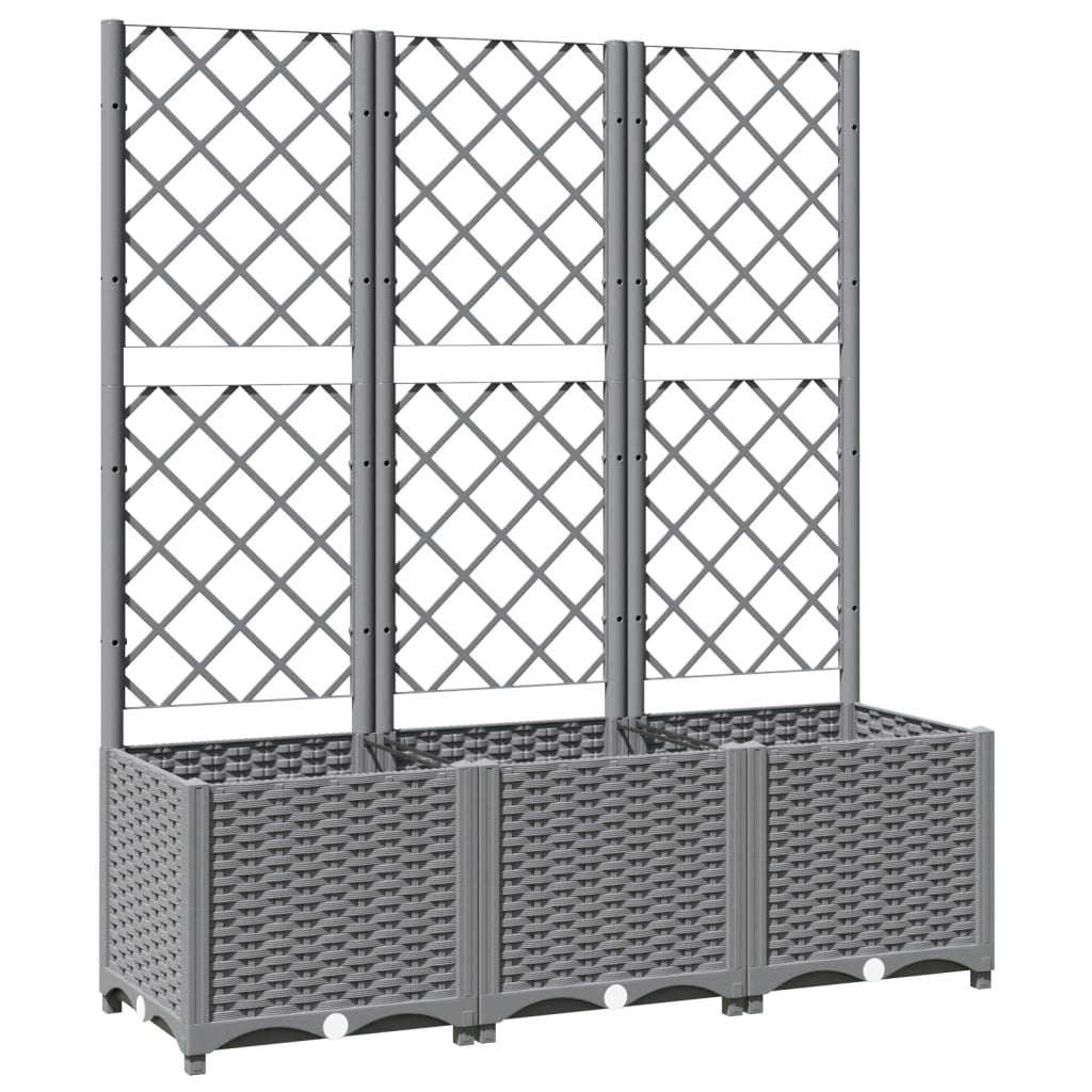 vidaXL Garden Planter with Trellis Light Gray 47.2x15.7x53.5 PP