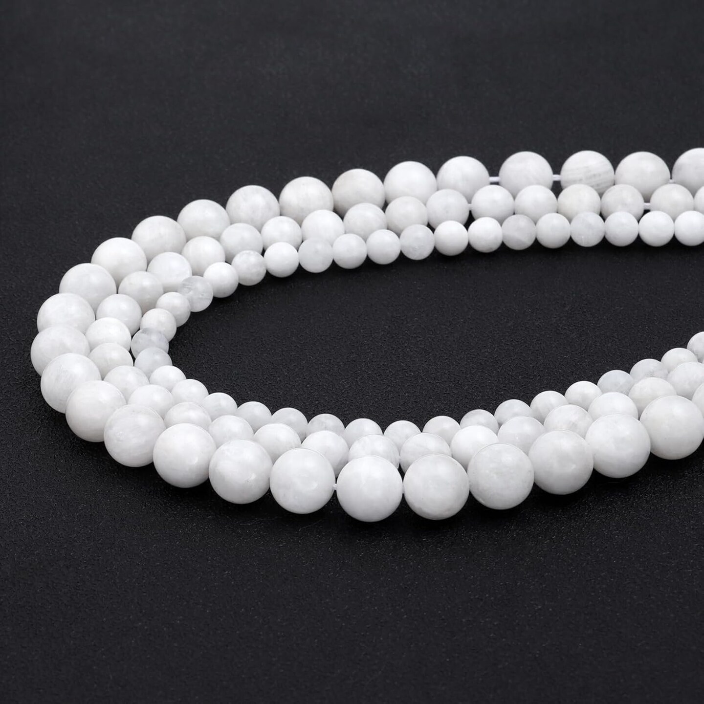Natural Gemstone Beads for Jewelry Making,8mm White Moonstone Polished Round Smooth Stone Beads