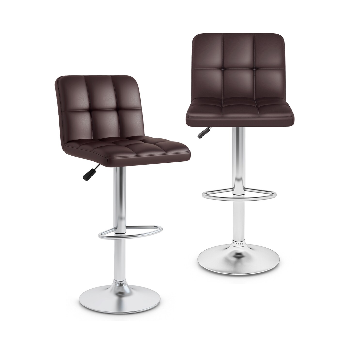 Modern Bar Stools Set of 2 with Back Support, Heavy-Duty Metal Base, Footrest, and Adjustable Height