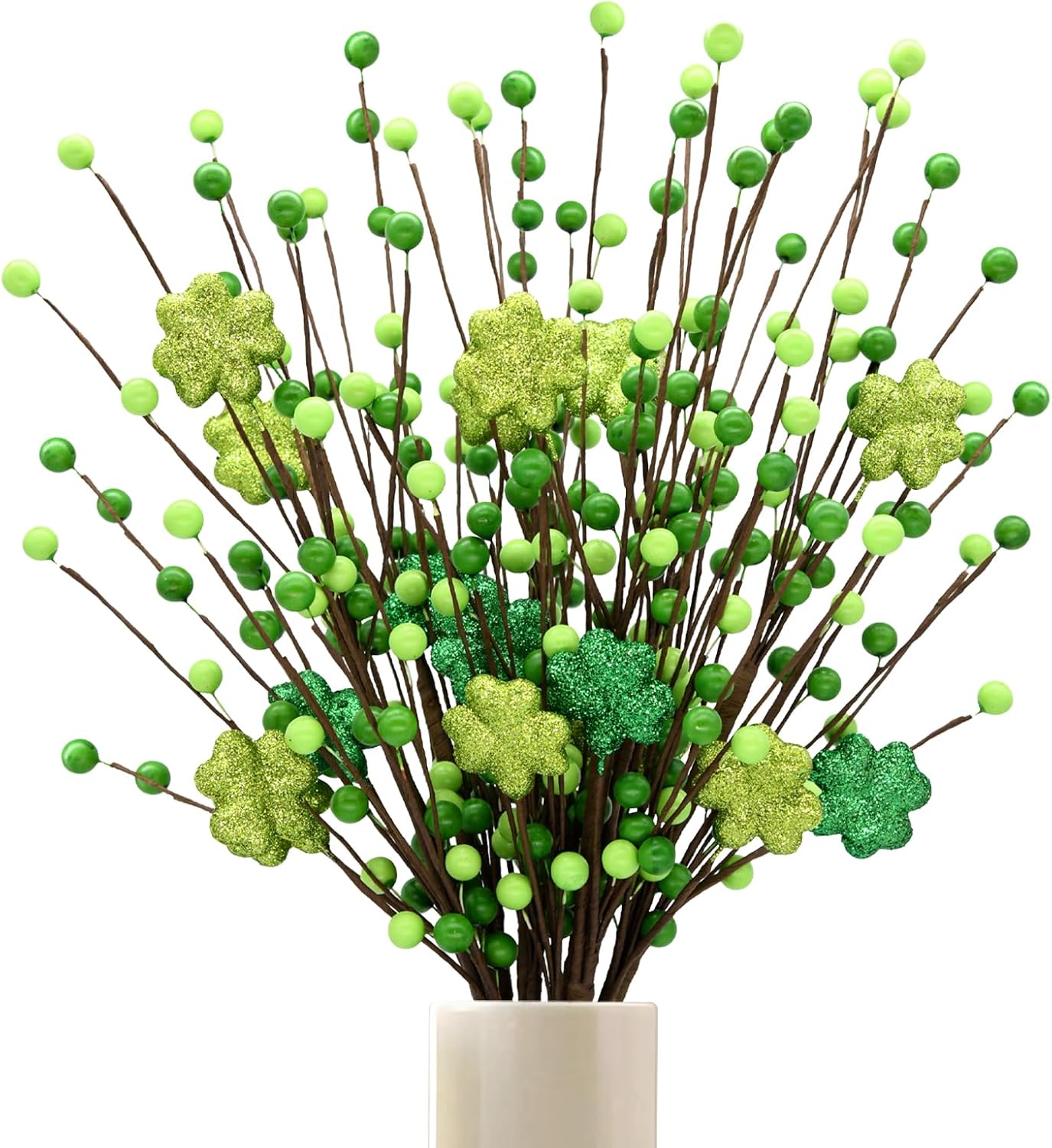 Berry Stems Decor, 24Inch Artificial Clover Stems for St. Patrick&#x27;s Day Decorations
