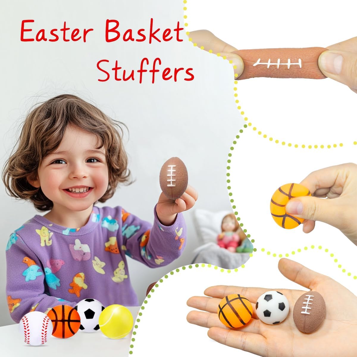 12 Pieces Prefilled Easter Eggs with Mini Football Basketball Squishy Toys Great
