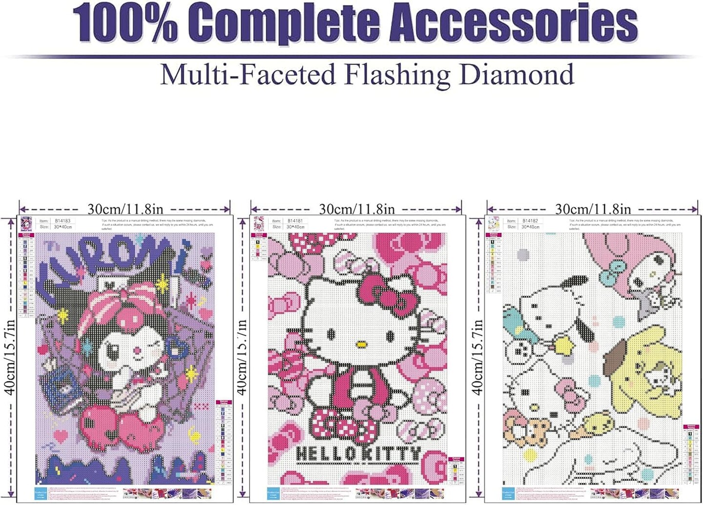 Diamond Painting Kits for Adults - 3 Pack Cartoon 5D Diamond Art Kits Full Drill Diamond Dots Paintings with Diamonds Gem