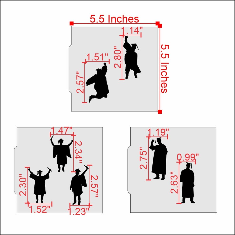 Male Graduate Silhouette 3 Piece Cookie Stencil Bundle