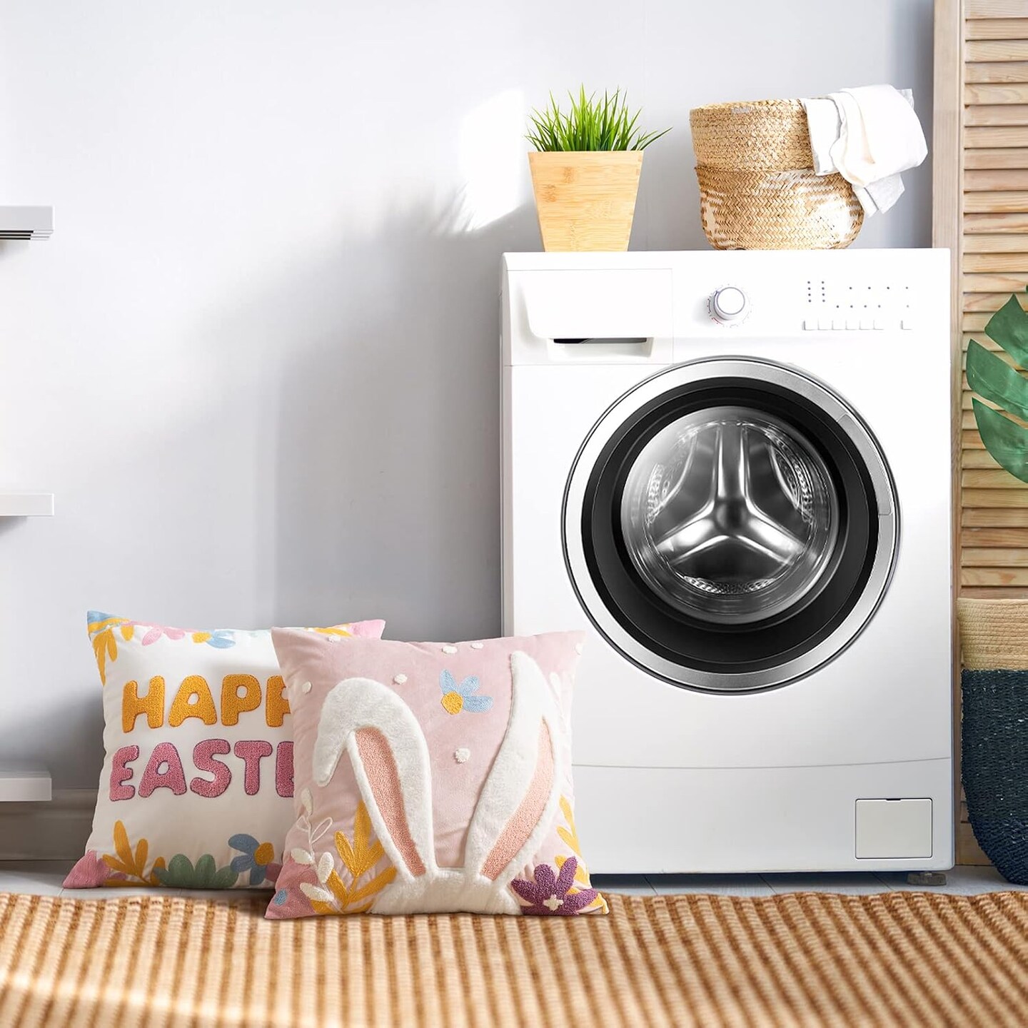 Easter Bunny Pillow, Easter Decorations Pillow Covers, Rabbit Pillow Covers, Pink 18X18 in Pillow Cover