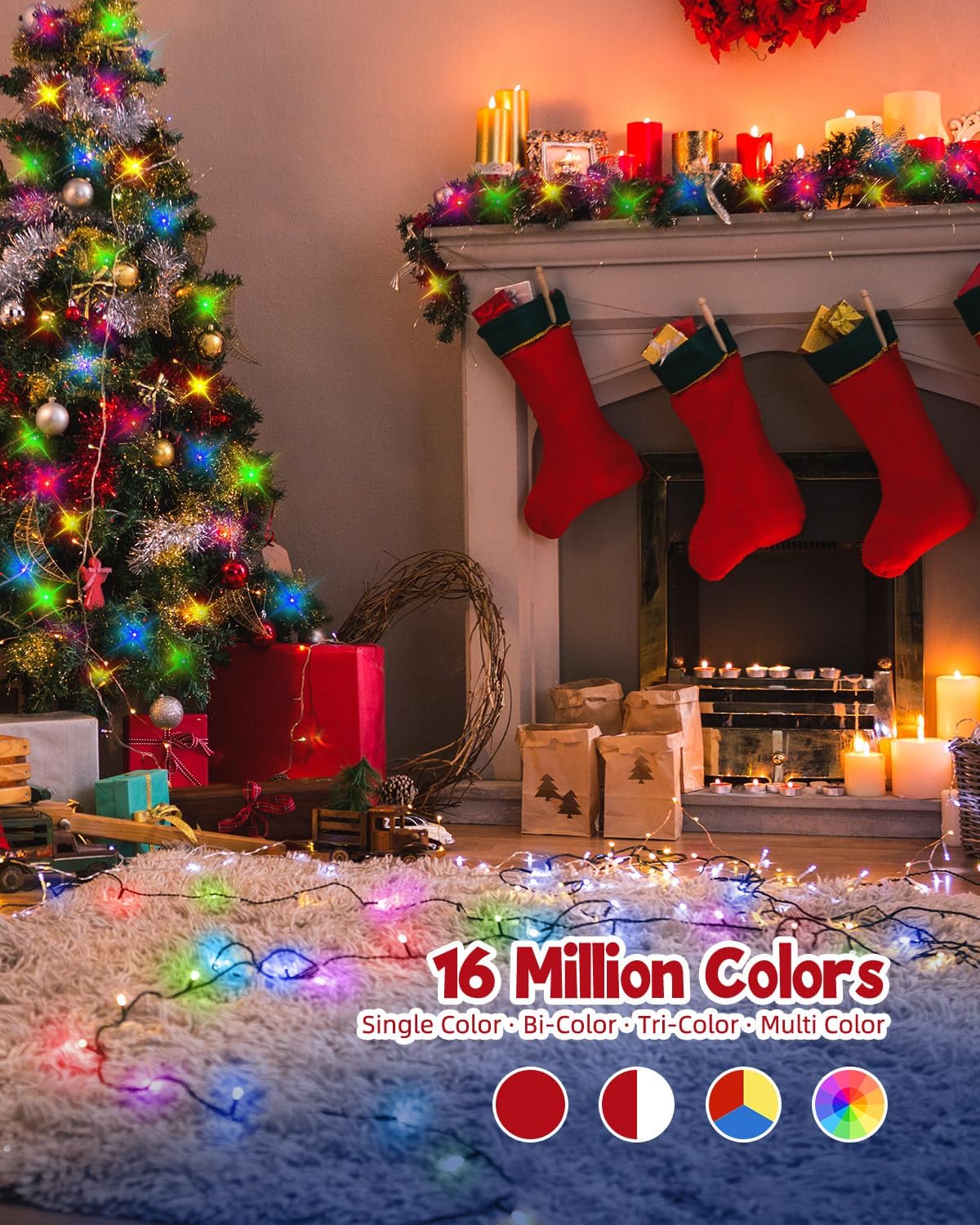 Color Changing Christmas Lights Outdoor, 66Ft 200 LED Smart RGB String Lights App Controlled, Dimmable Timer Twinkle Christmas Tree Lights, Xmas Tree Lights Plug in for Xmas Tree Party Decor