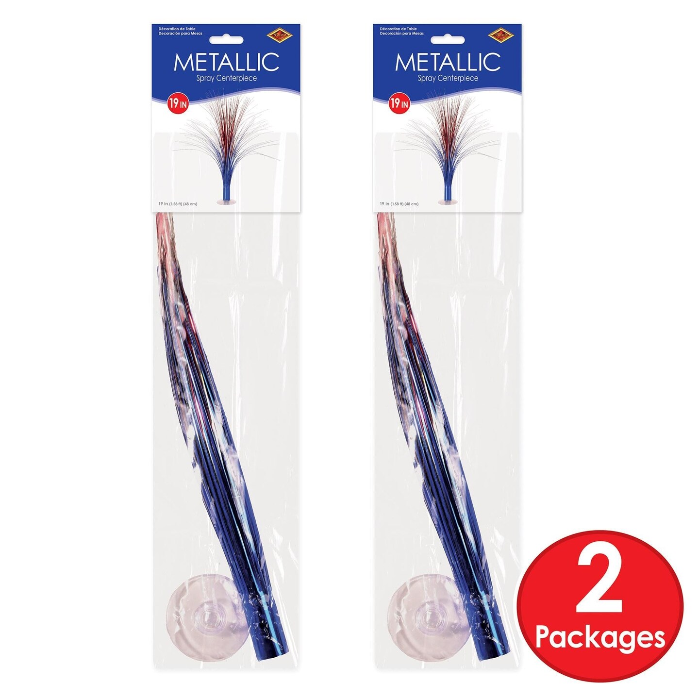 6 Pack Beistle Metallic Spray Centerpiece - red, silver, blue