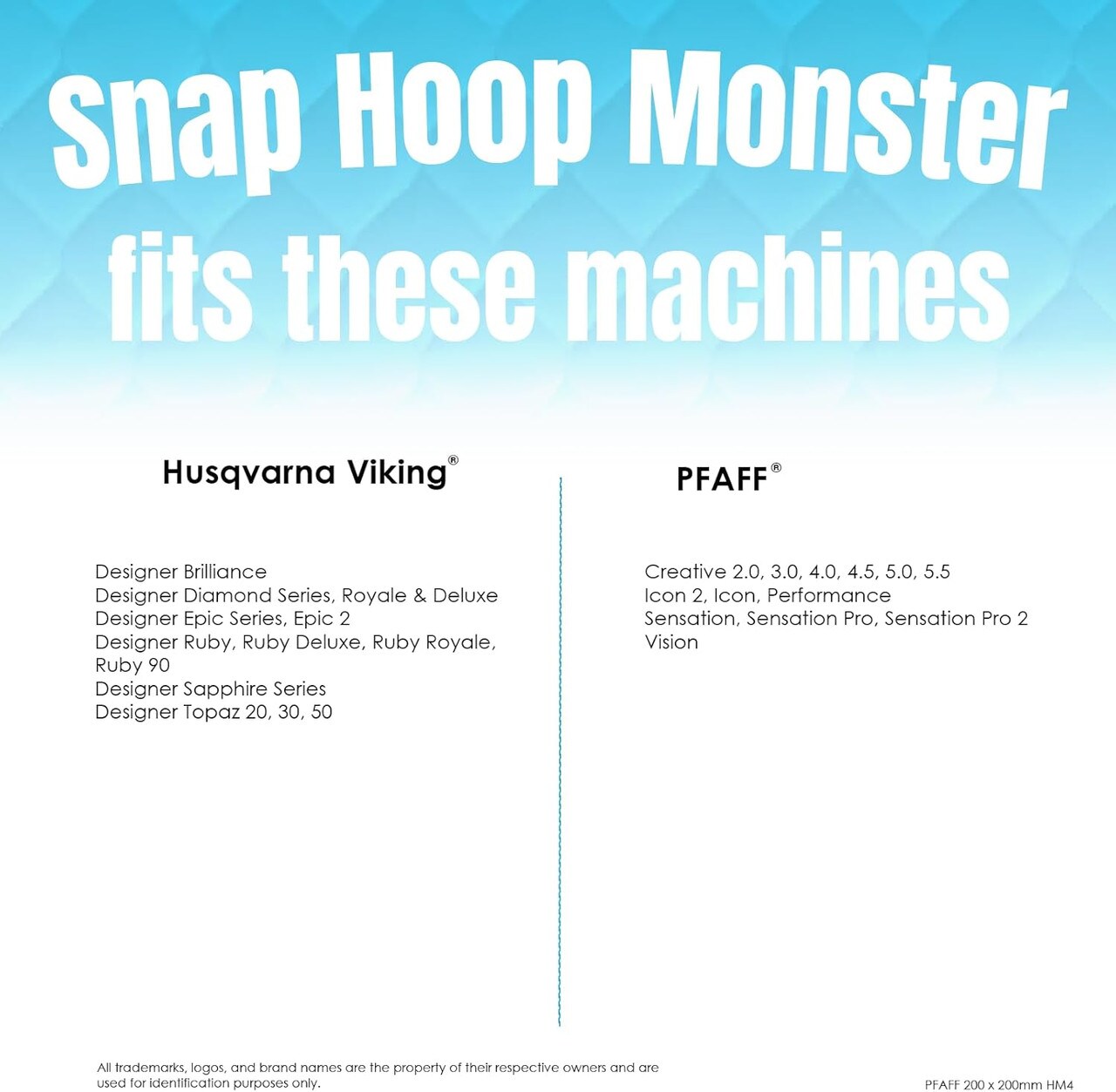 DIME - Snap Hoop Monster 200 x 200 mm Magnetic Hoop for Husqvarna Viking/PFAFF Embroidery Machines- HM4/ SH00D4M