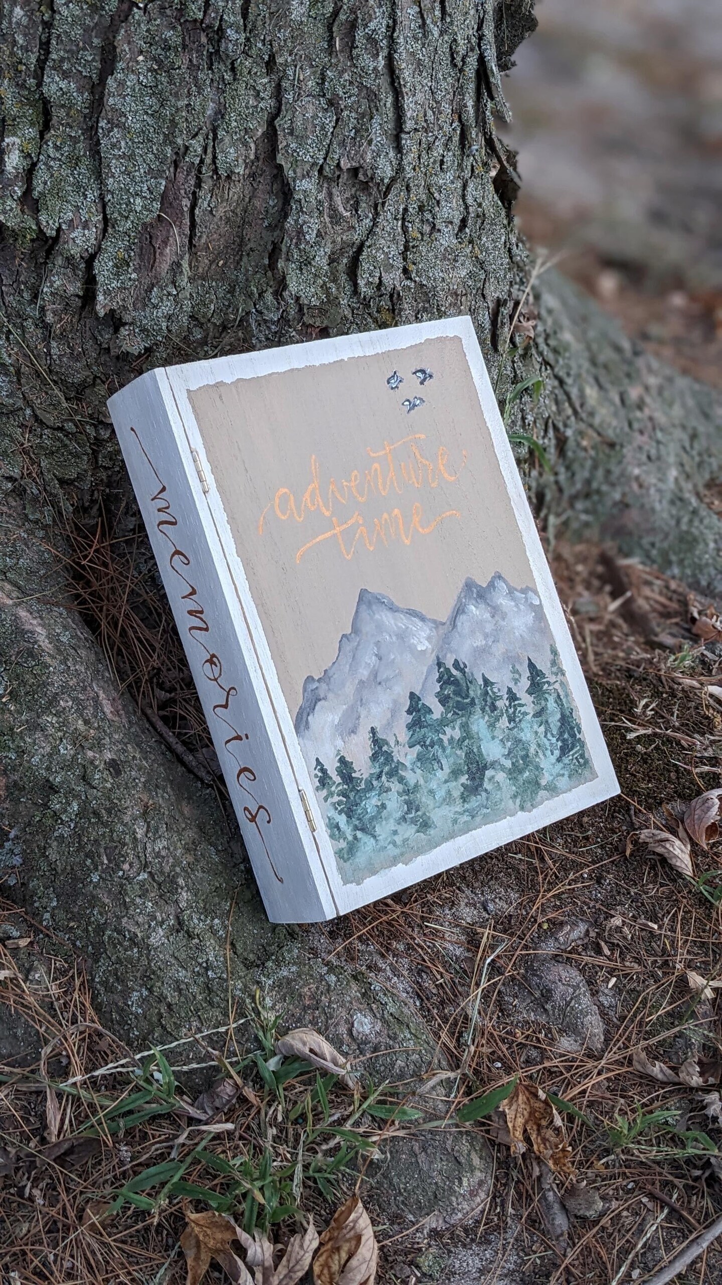 Book Shaped Hand Painted Wooden Box for Keeping Memories and Travel ...