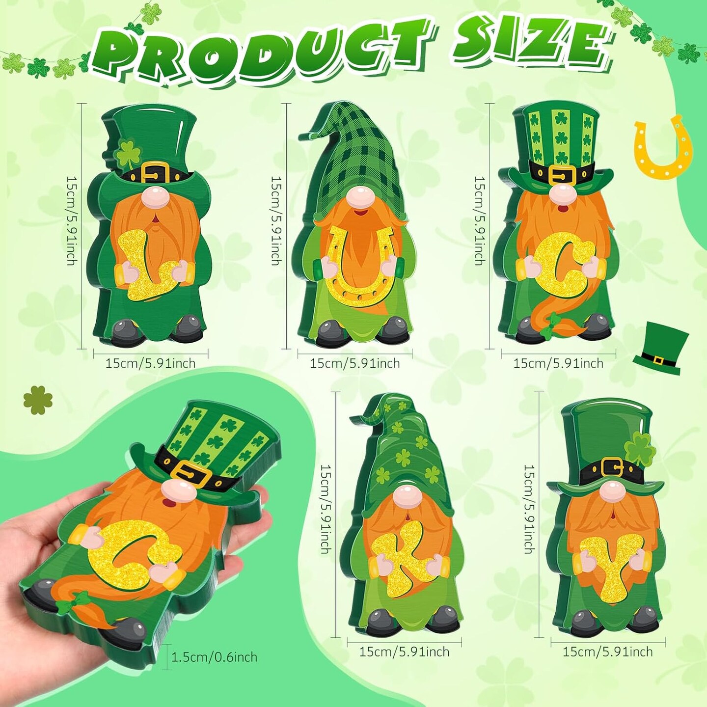 5 Pcs St Patricks Day Table Decorations Wooden Irish Signs St. Patrick&#x27;s Table Centerpiece Gnomes