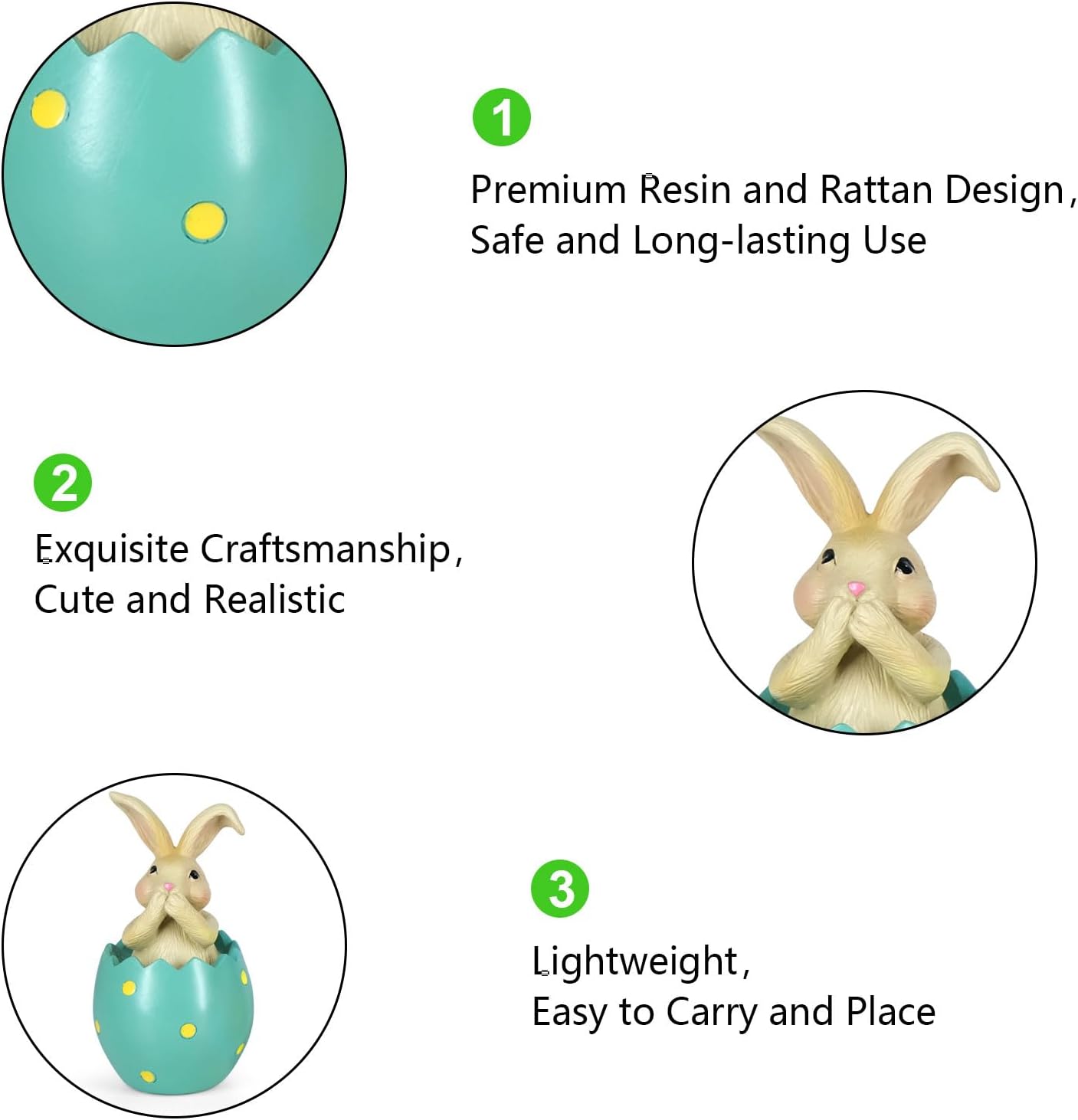 Colorful Eggshell Polyresin Bunny Easter Decor, Table Rabbit Easter Decorations