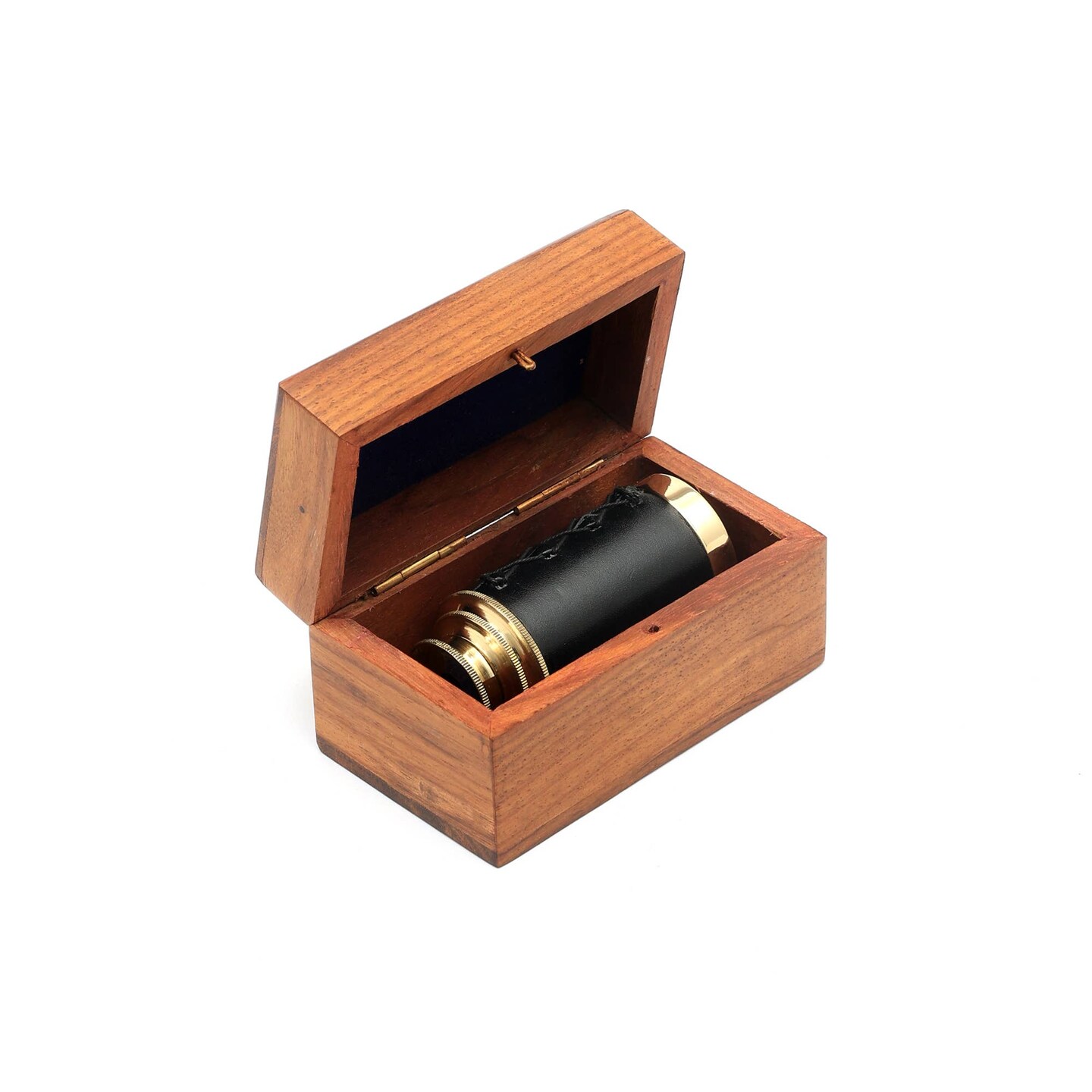 Brass handheld Collapsible Telescope with Wooden Box-6&#x22;