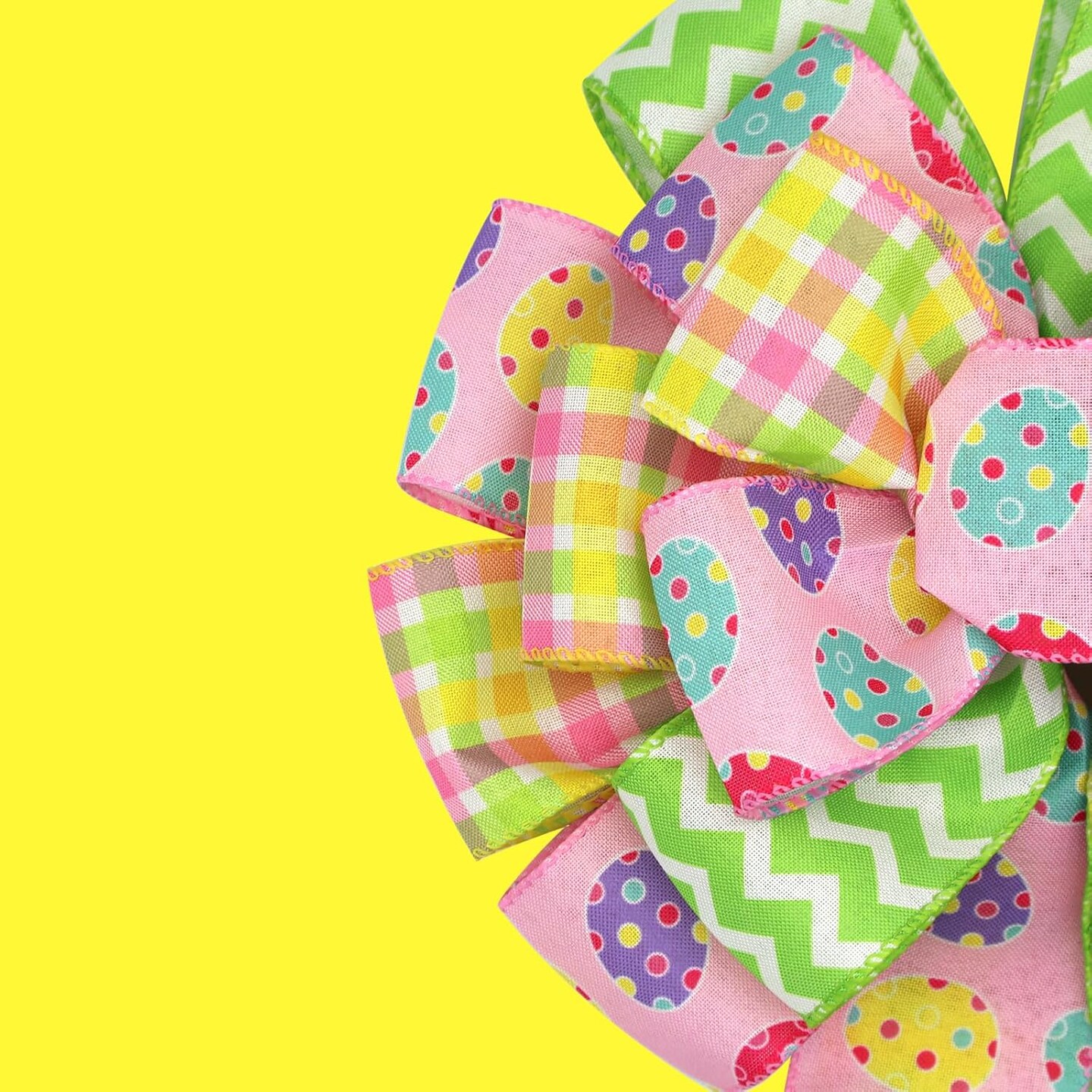 Large Easter Bows for Wreath 20x11 Inch, 2 Pack Pre-Tied Easter Egg Wired Ribbon Bow, Big Tree Topper Bow for Front Door Indoor Outdoor Spring Summer Decoration (Yellow)