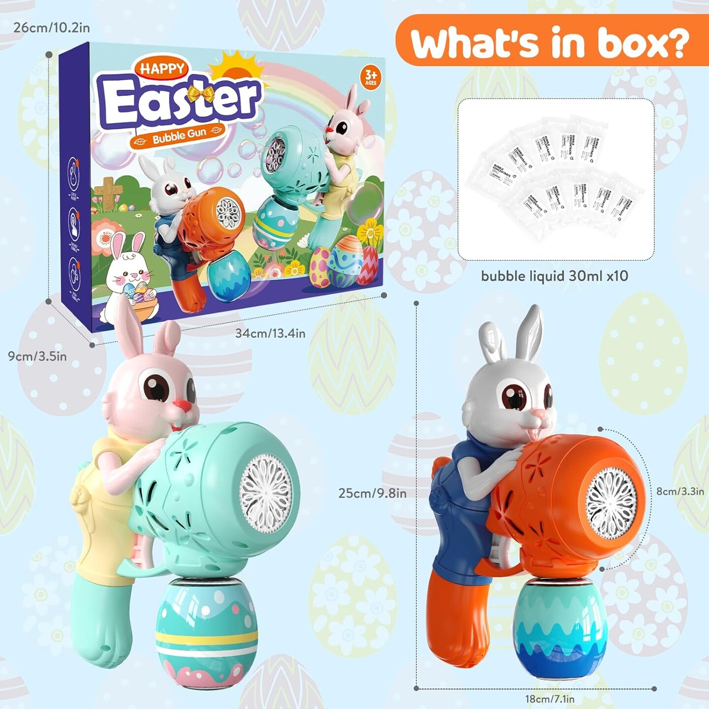 Bubble Guns for Toddlers,2pcs Rabbit Bubble Machine for Kids,Automatic Bubble Blower with 10 Bubble Solutions