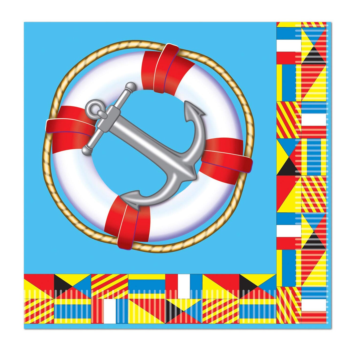 Nautical Beverage Napkins - 12 Pack for Stylish Nautical-Themed Parties